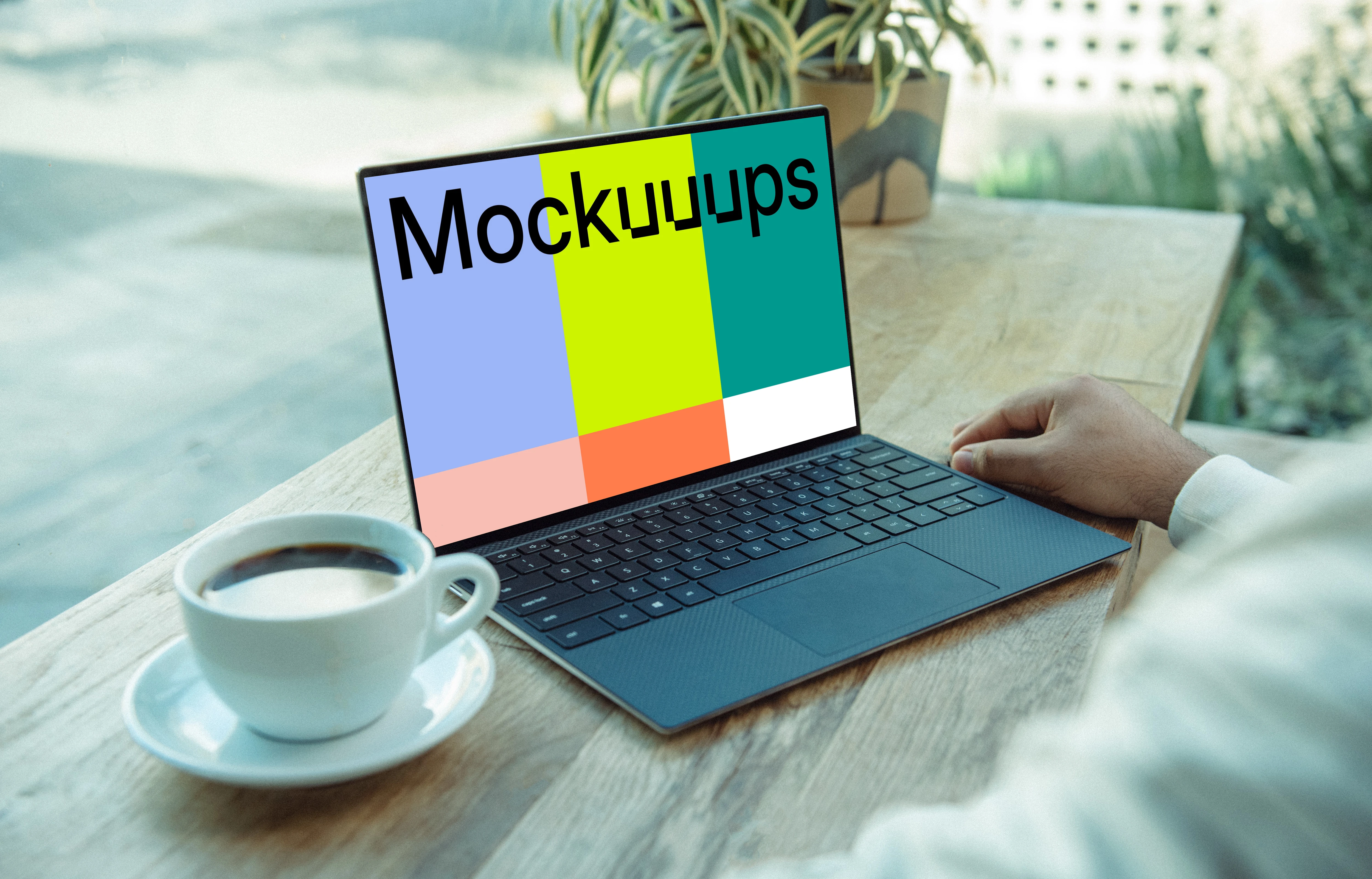 Black Dell XPS Mockup on table