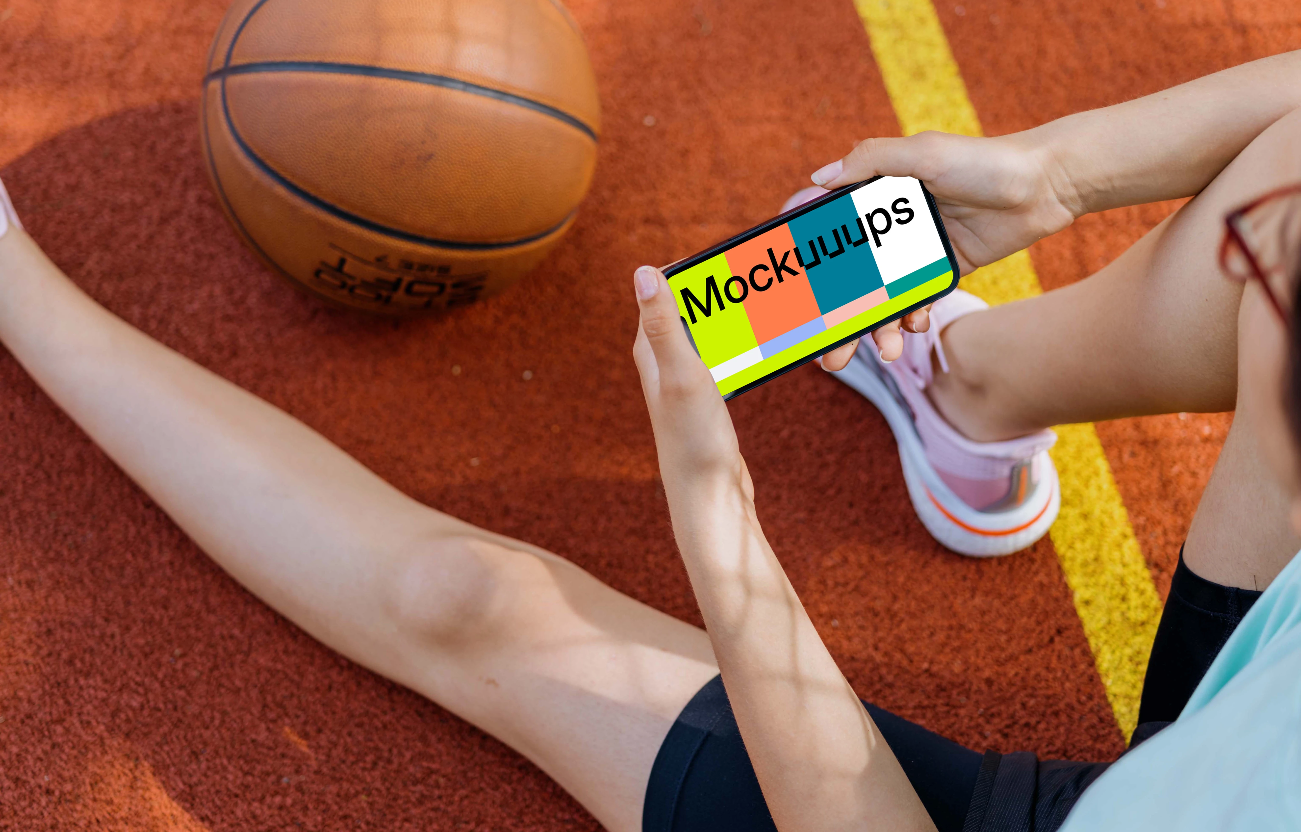 Woman hands holding an iPhone 13 mockup