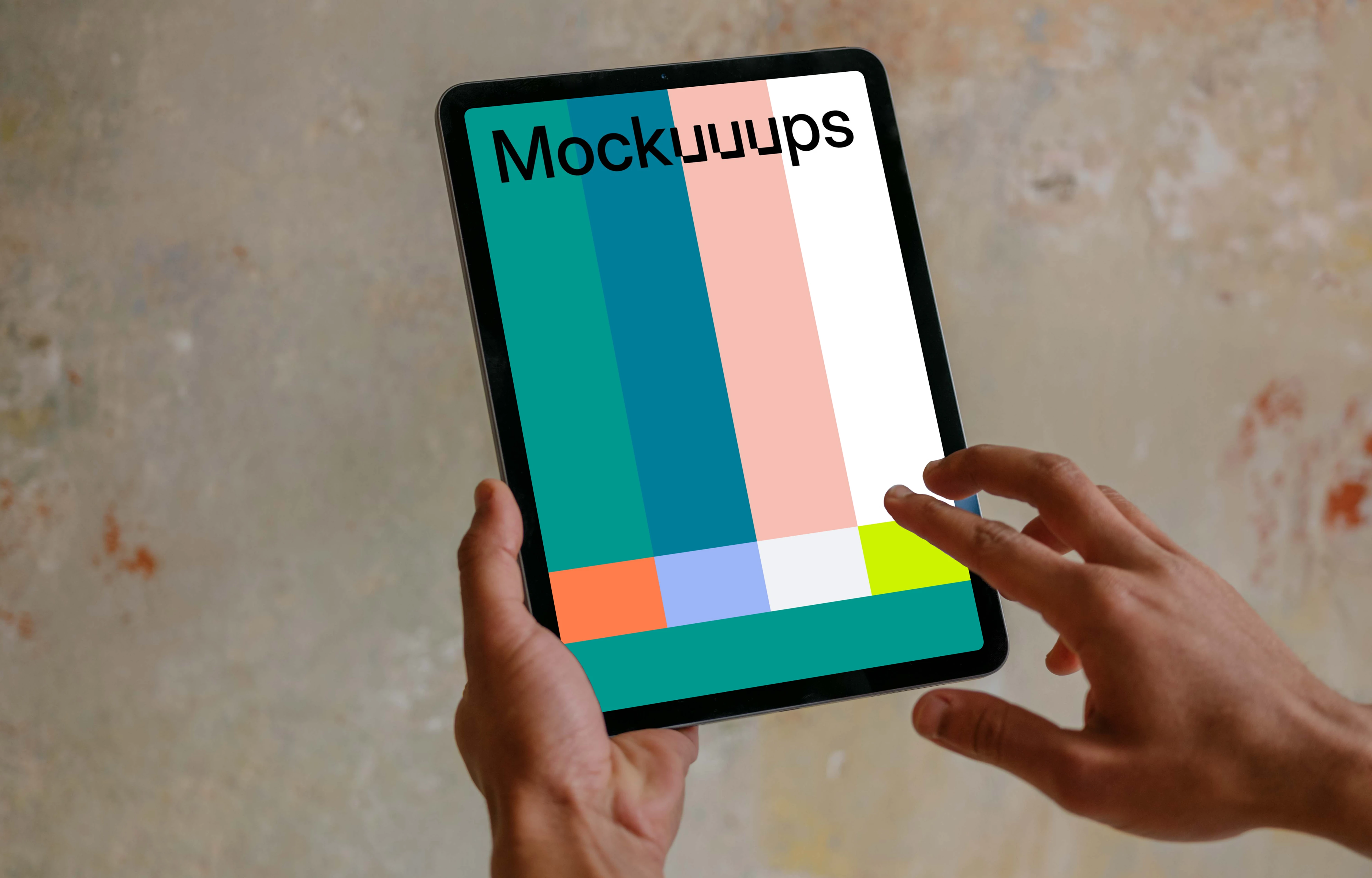 Free mockup of man pointing on iPad