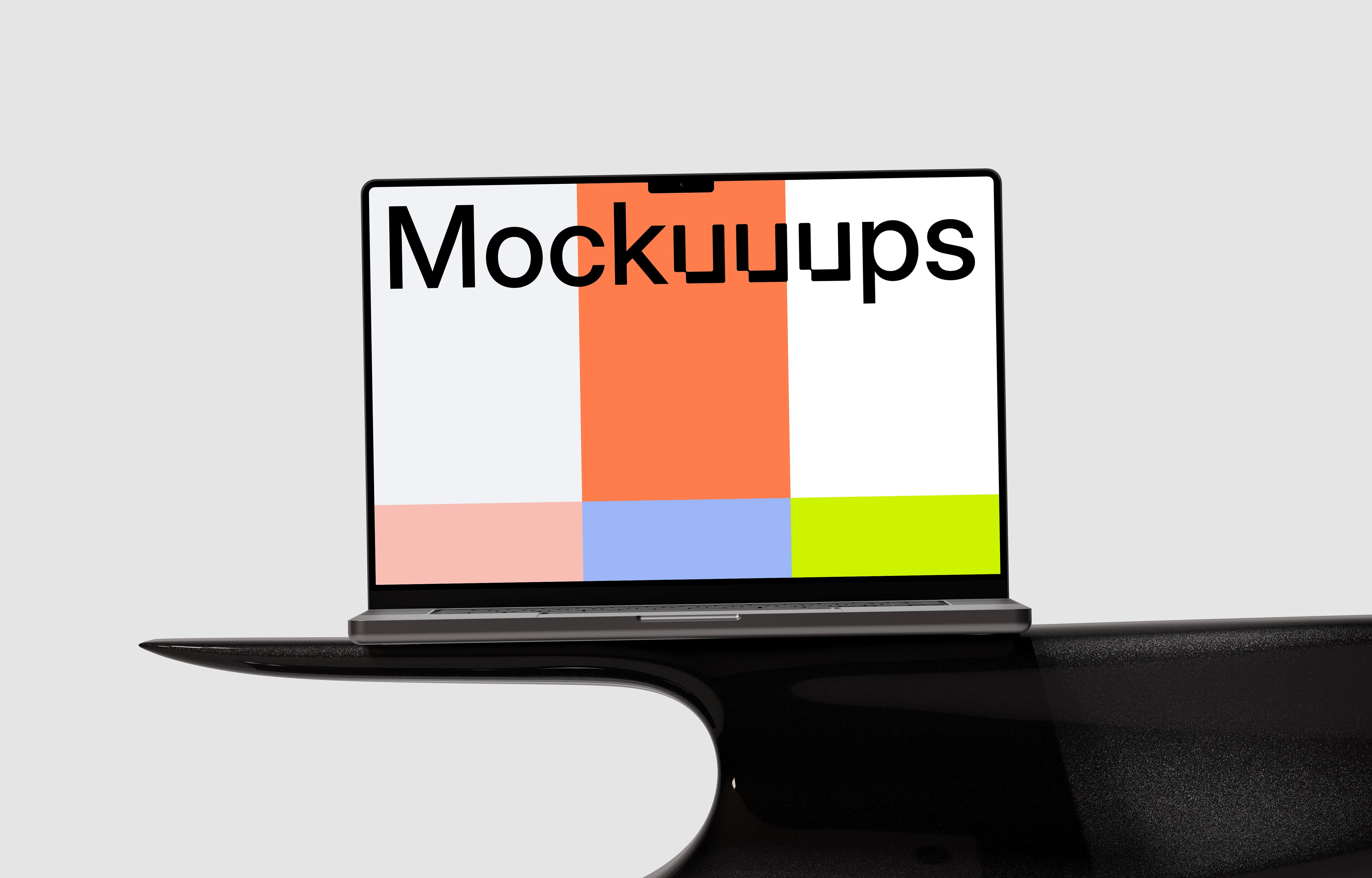 MacBook Pro 14" mockup on modern abstract table