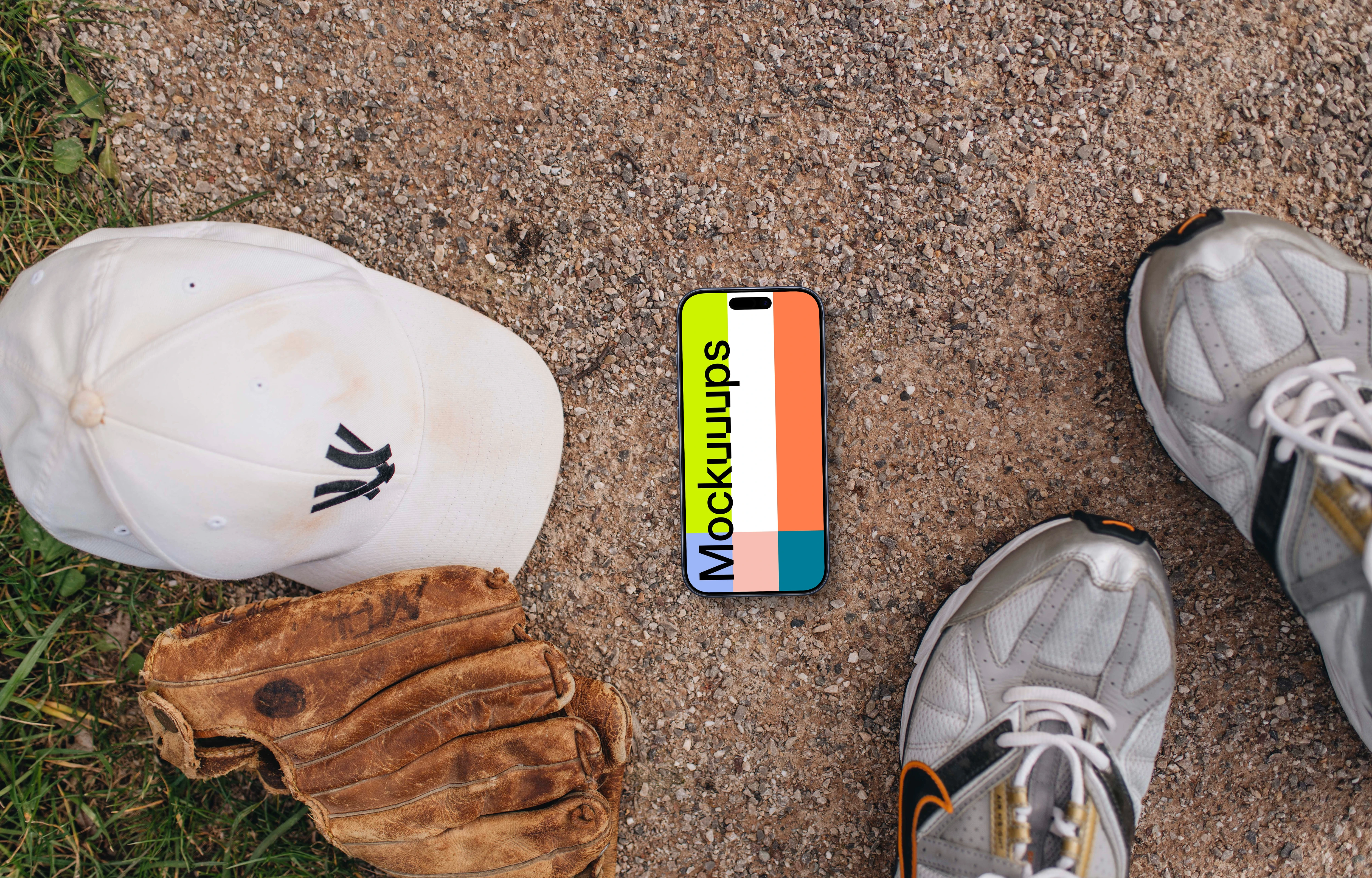 iPhone mockup with baseball glove