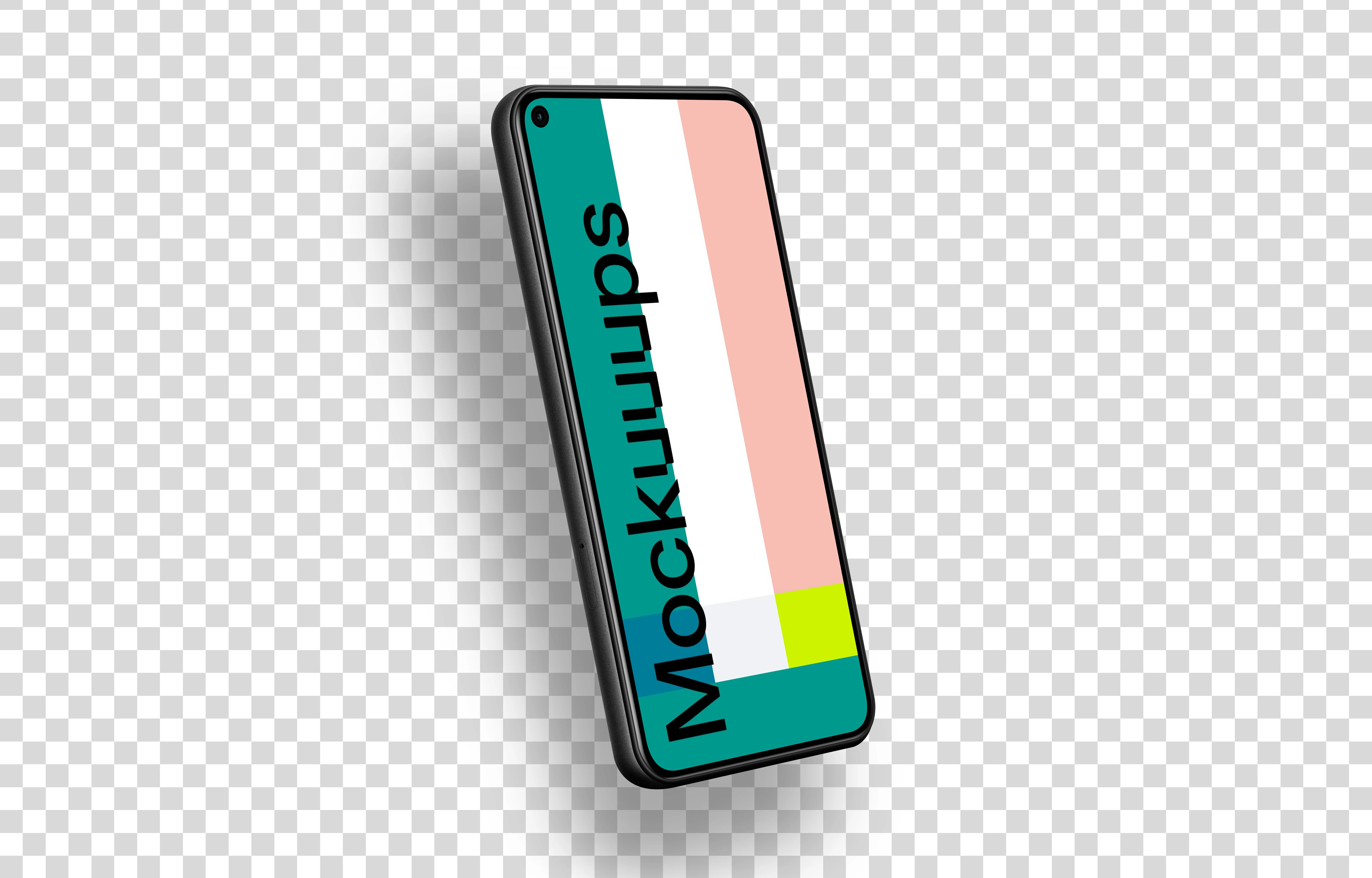 Google Pixel 5 Mockup (Perspective Left - Floating Shadow)
