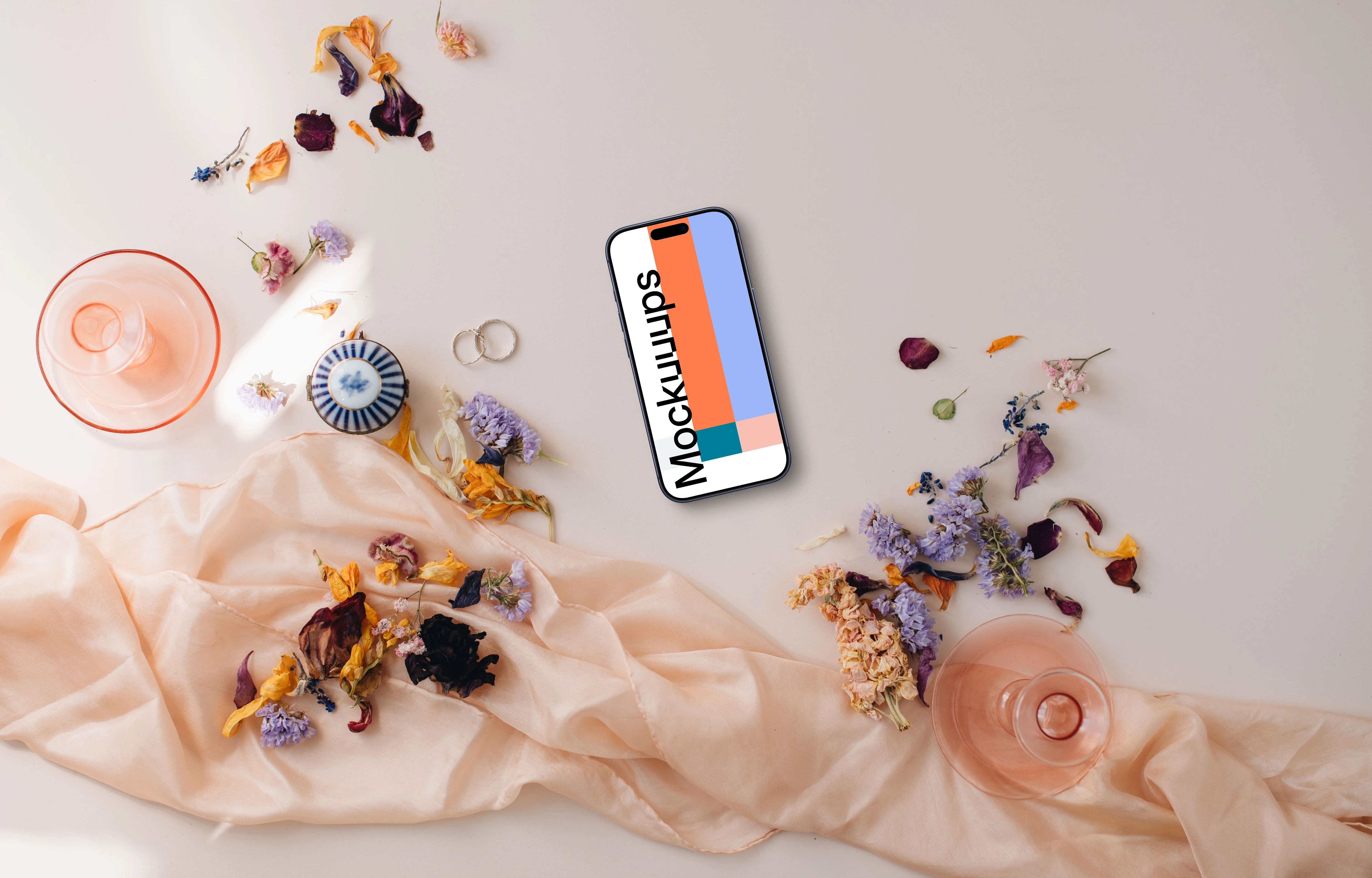 iPhone mockup with wedding decor