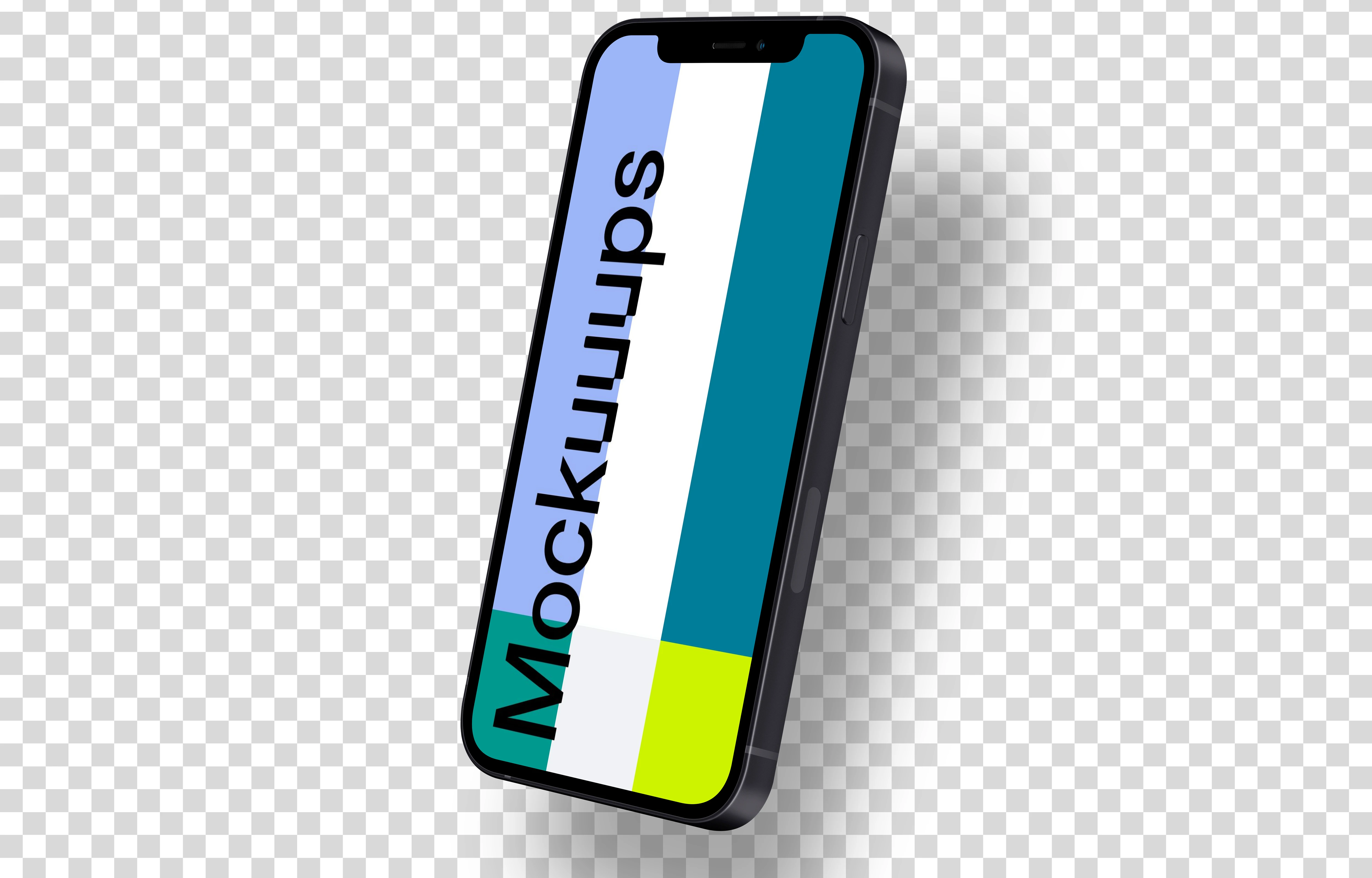 iPhone 12 Mockup (Perspective Right - Floating Shadow)
