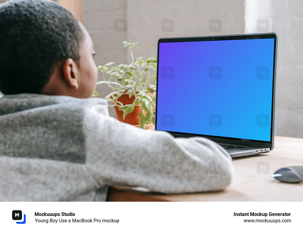 Young Boy Use a MacBook Pro mockup