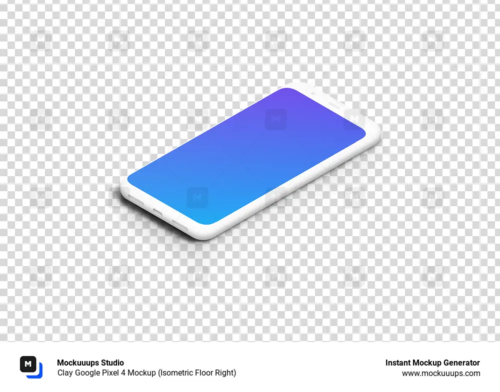 Clay Google Pixel 4 Mockup (Isometric Floor Right)