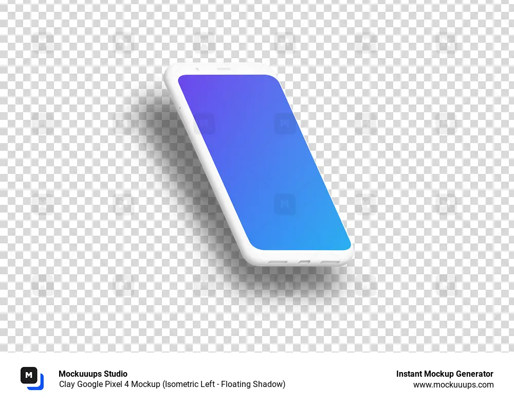 Clay Google Pixel 4 Mockup (Isometric Left - Floating Shadow)