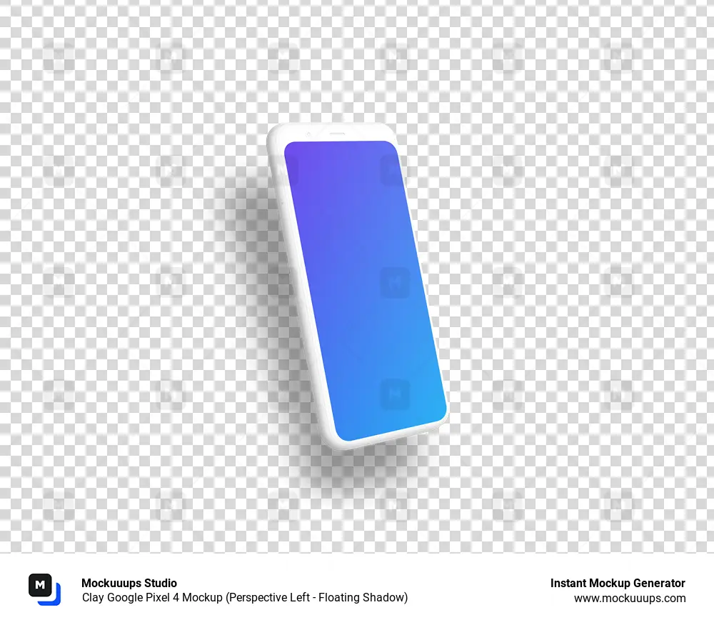 Clay Google Pixel 4 Mockup (Perspective Left - Floating Shadow)