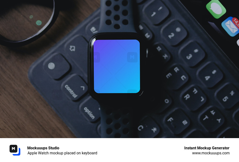 Apple Watch mockup placed on keyboard