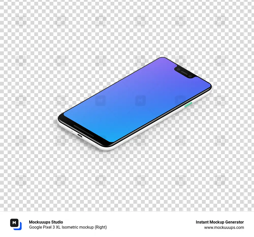 Google Pixel 3 XL Isometric mockup (Right)