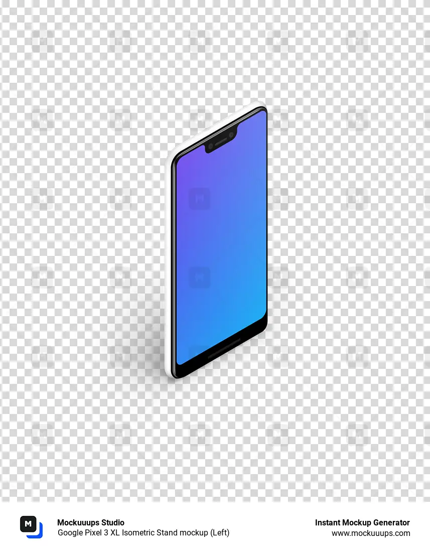 Google Pixel 3 XL Isometric Stand mockup (Left)