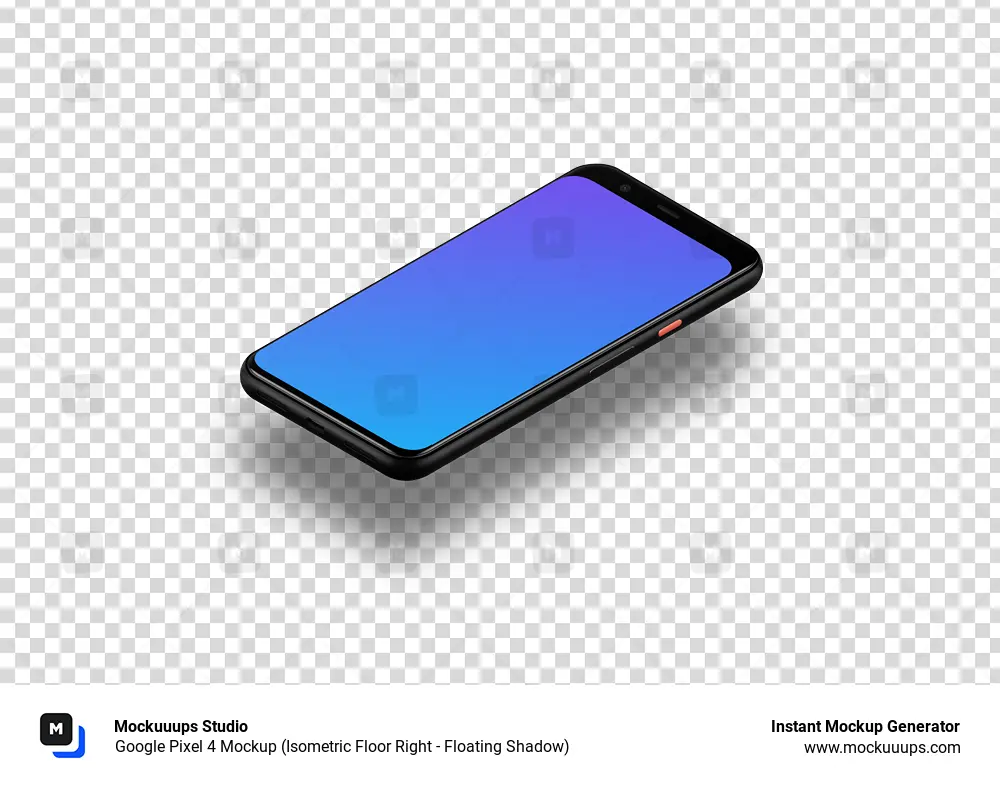 Google Pixel 4 Mockup (Isometric Floor Right - Floating Shadow)