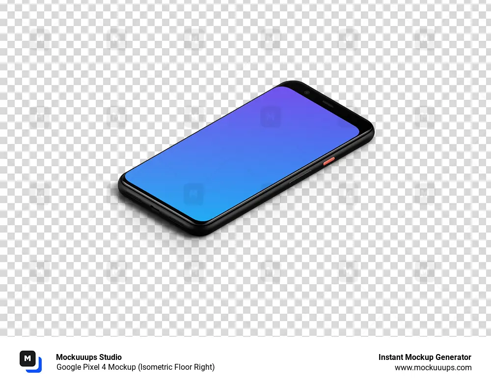 Google Pixel 4 Mockup (Isometric Floor Right)