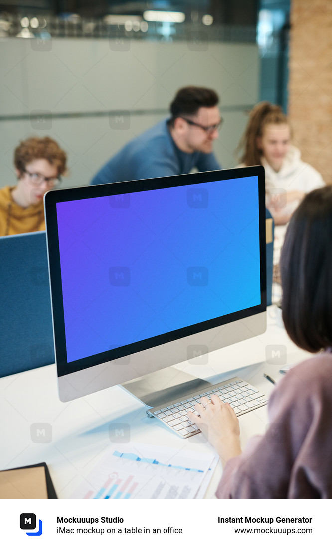 iMac mockup on a table in an office