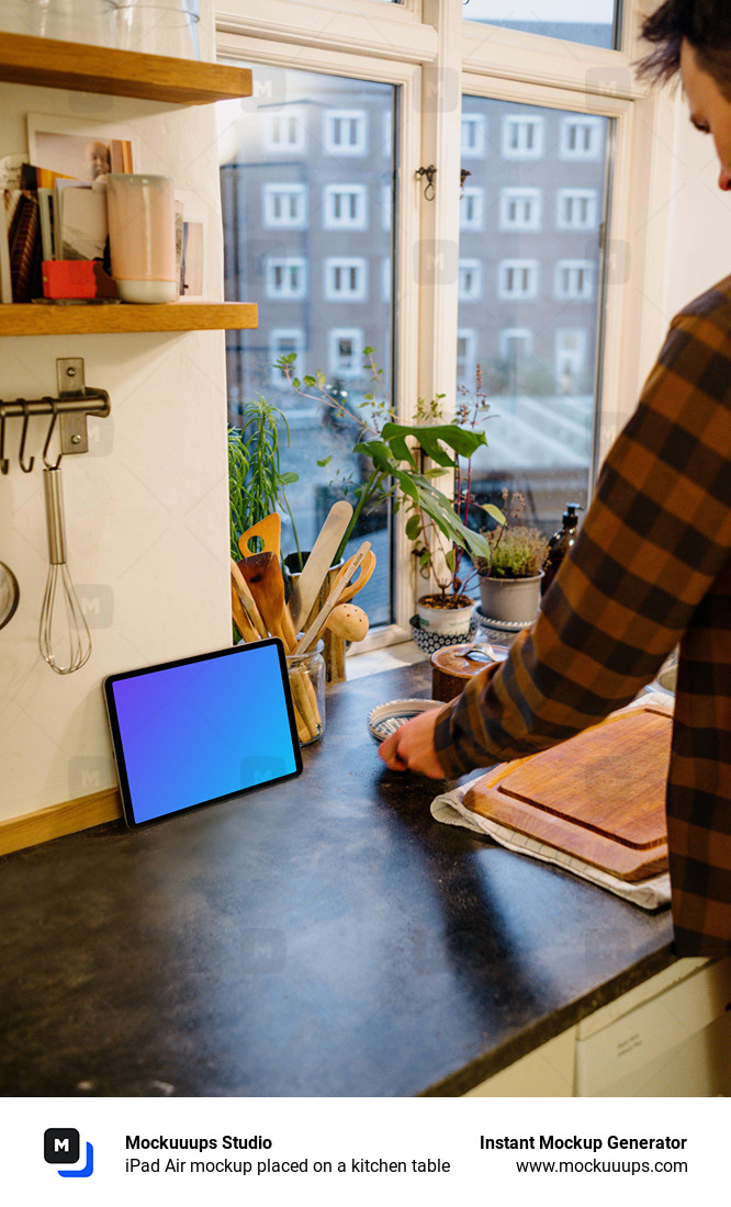 iPad Air mockup placed on a kitchen table