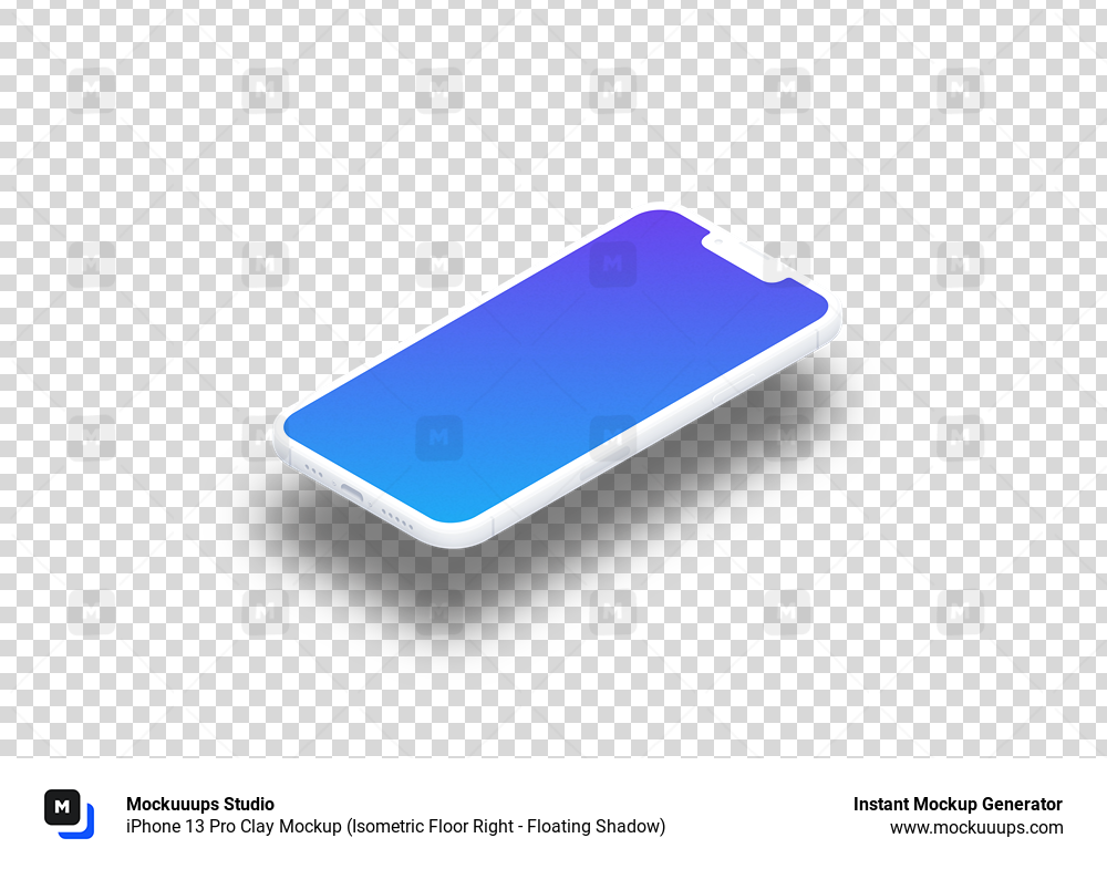 iPhone 13 Pro Clay Mockup (Isometric Floor Right - Floating Shadow)