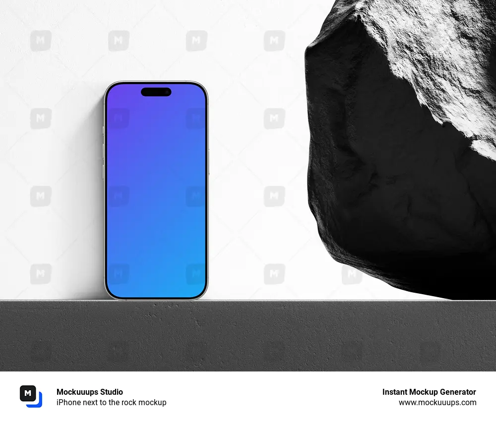 iPhone next to the rock mockup