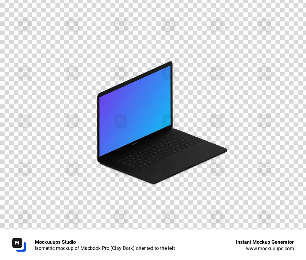 Isometric mockup of Macbook Pro (Clay Dark) oriented to the left