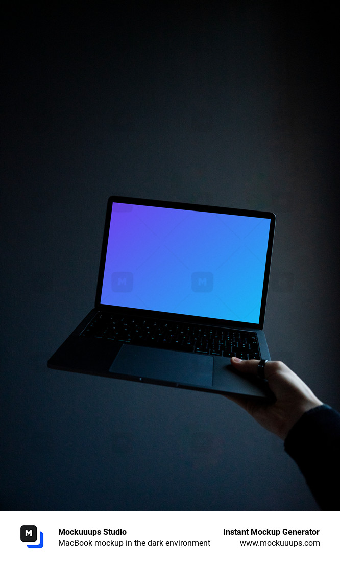 MacBook mockup in the dark environment