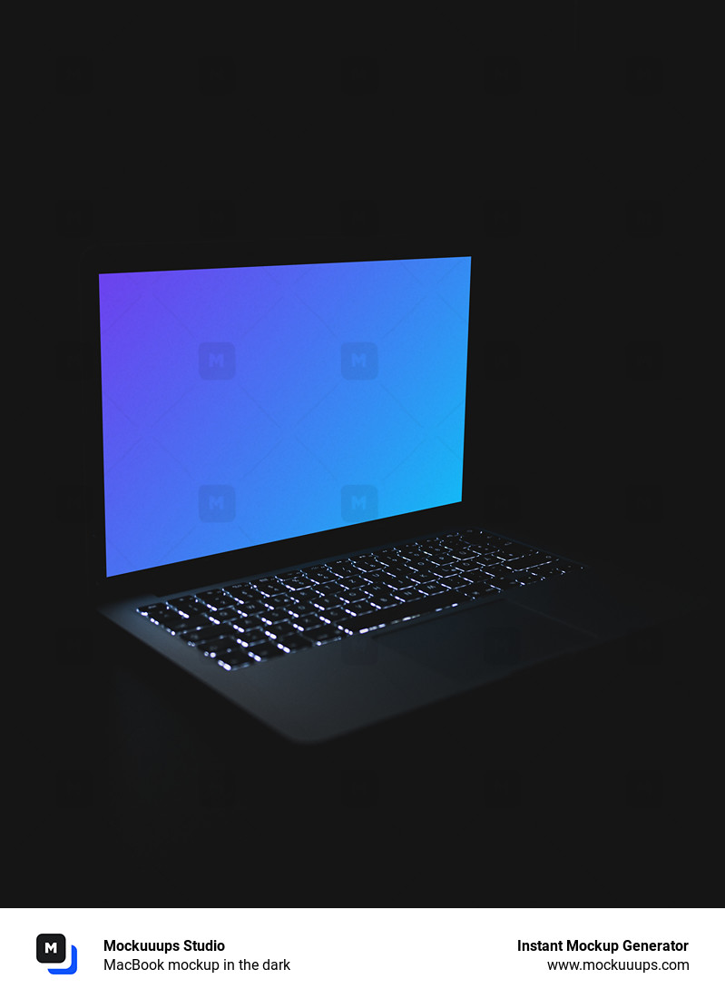 MacBook mockup in the dark