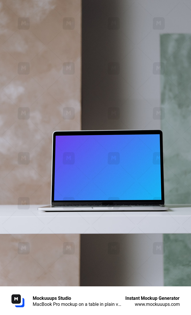 MacBook Pro mockup on a table in plain view