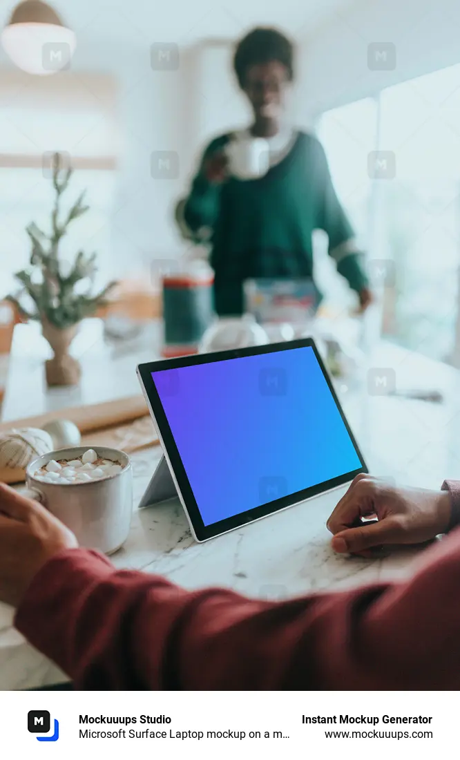 Microsoft Surface Laptop mockup on a marble countertop