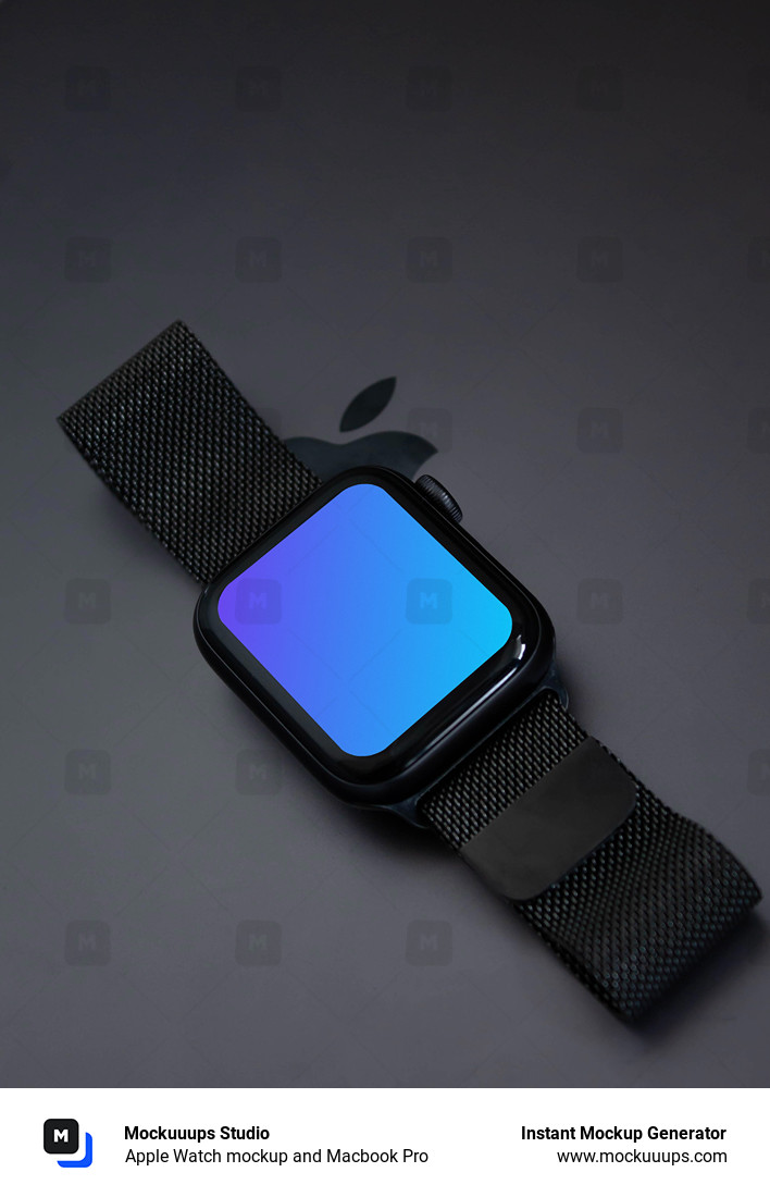 Apple Watch mockup and Macbook Pro