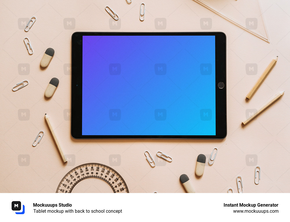 Tablet mockup with back to school concept
