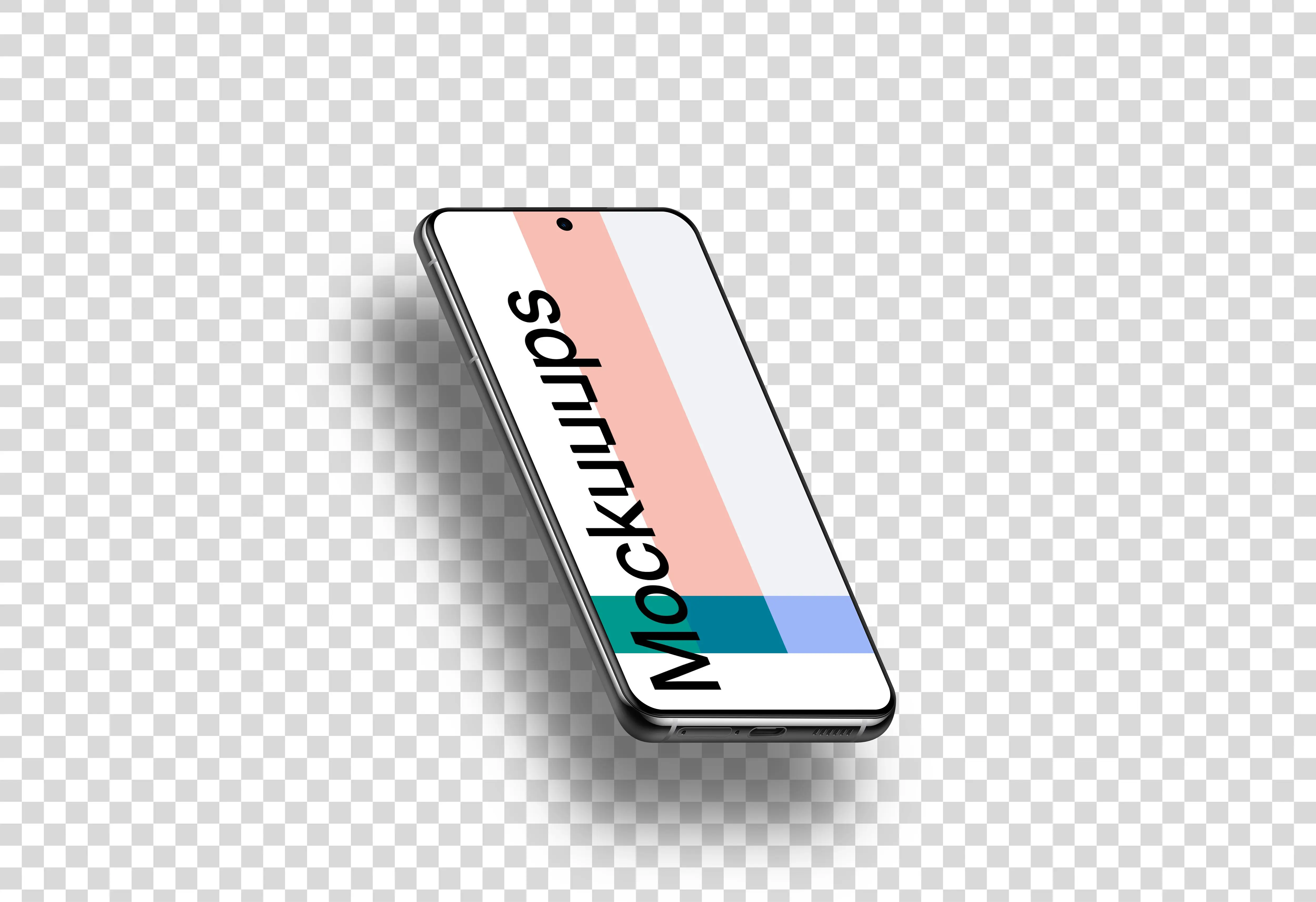Samsung Galaxy S21 Mockup (Isometric Left - Floating Shadow)