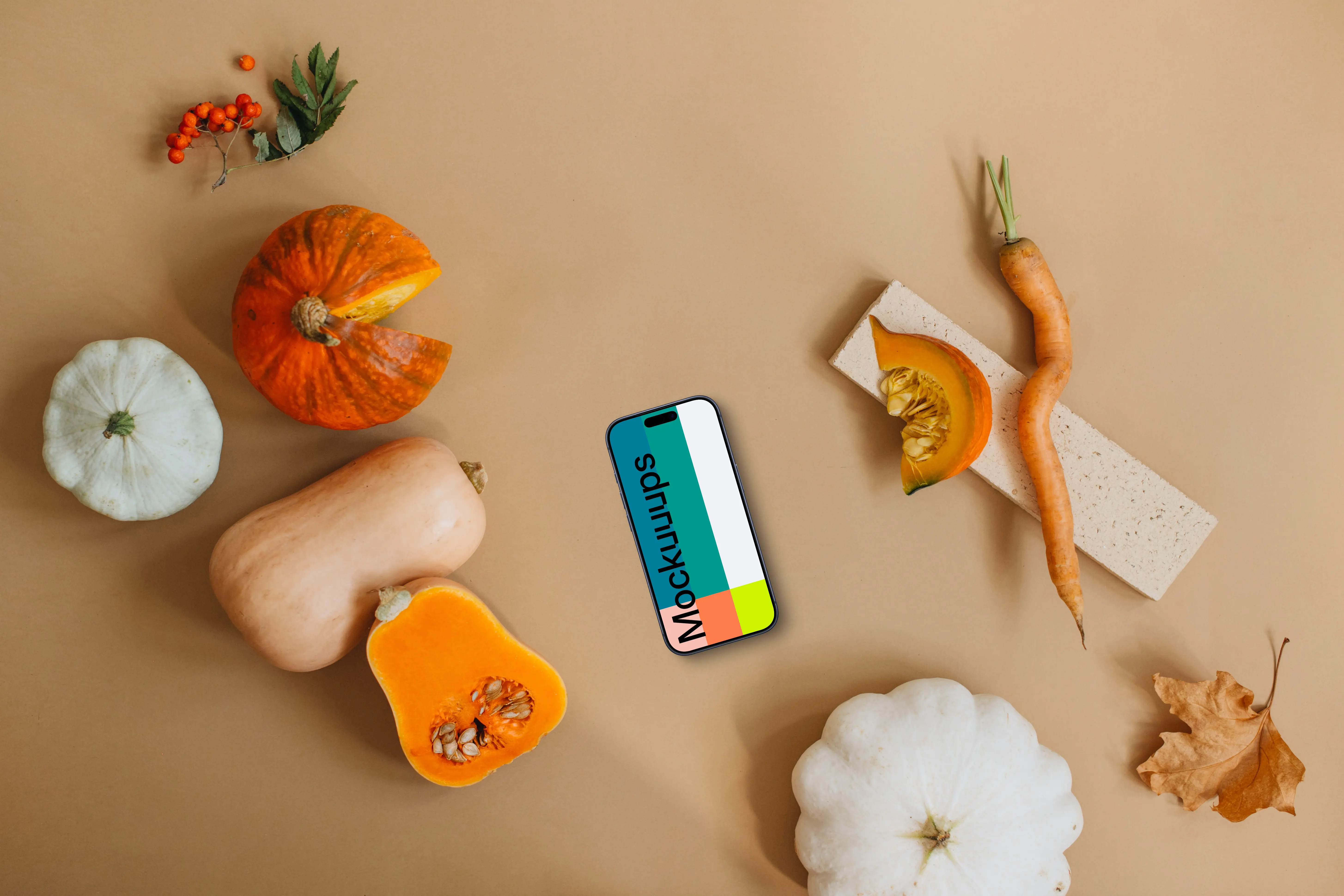 Autumn scene with phone mockup