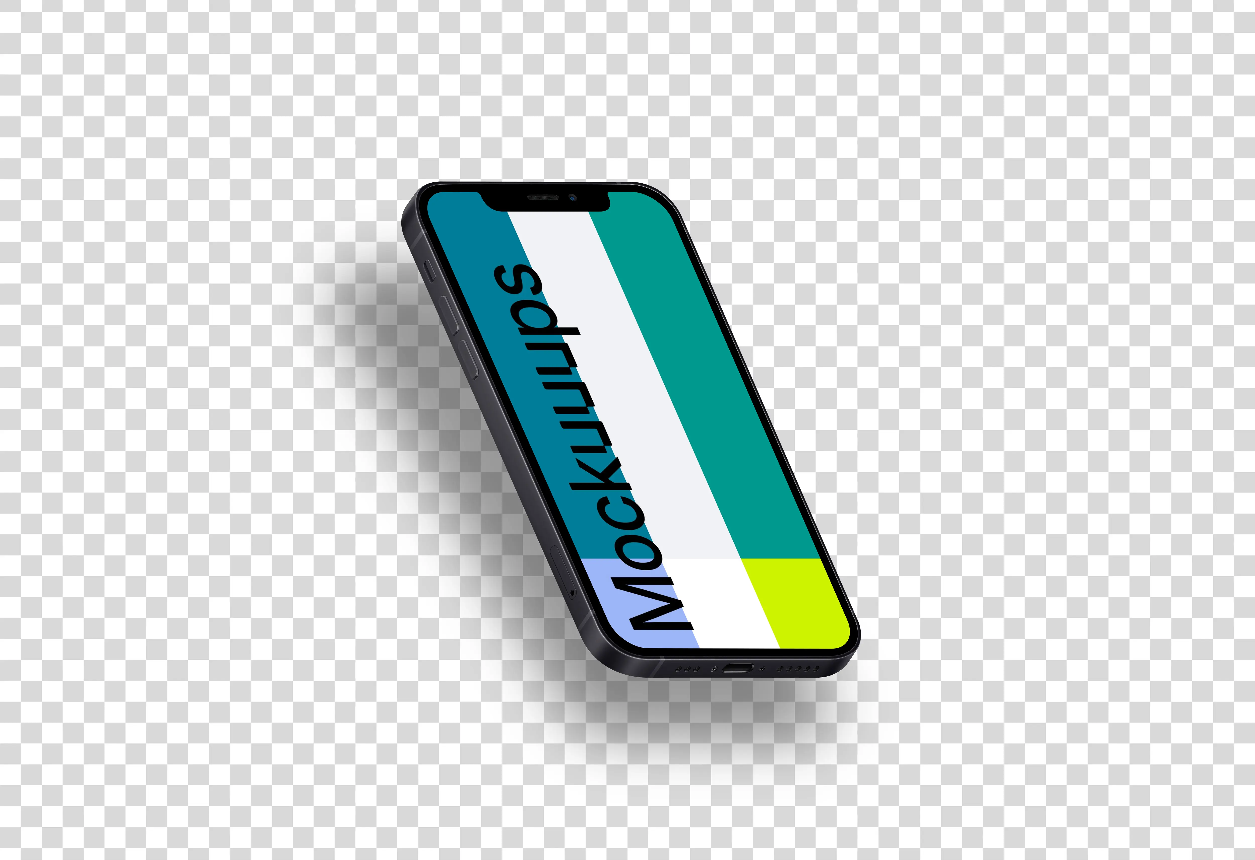 iPhone 12 Mockup (Isometric Left - Floating Shadow)