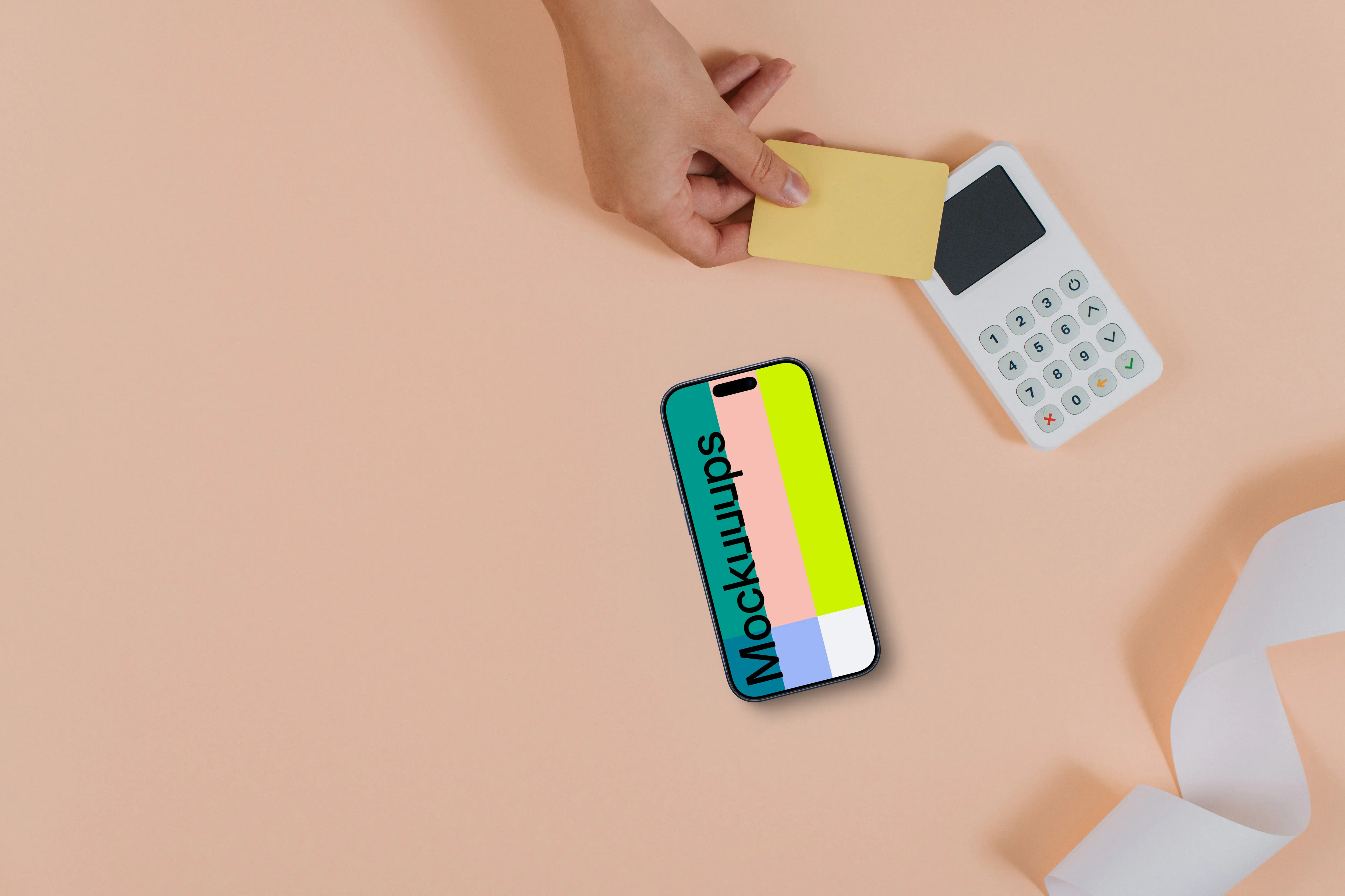 E-Commerce themed iPhone mockup on orange background