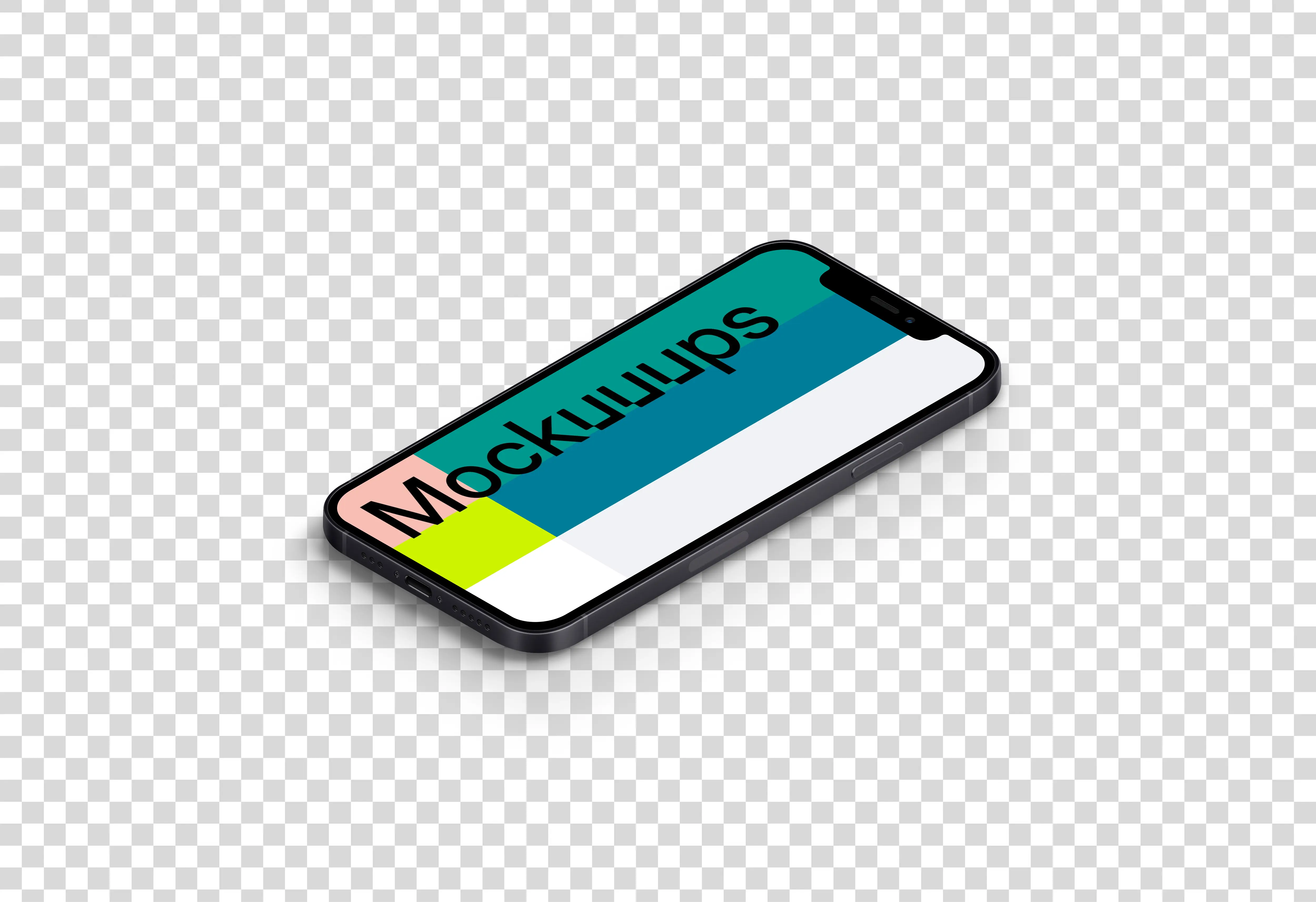 iPhone 12 Mockup (Isometric Floor Right)