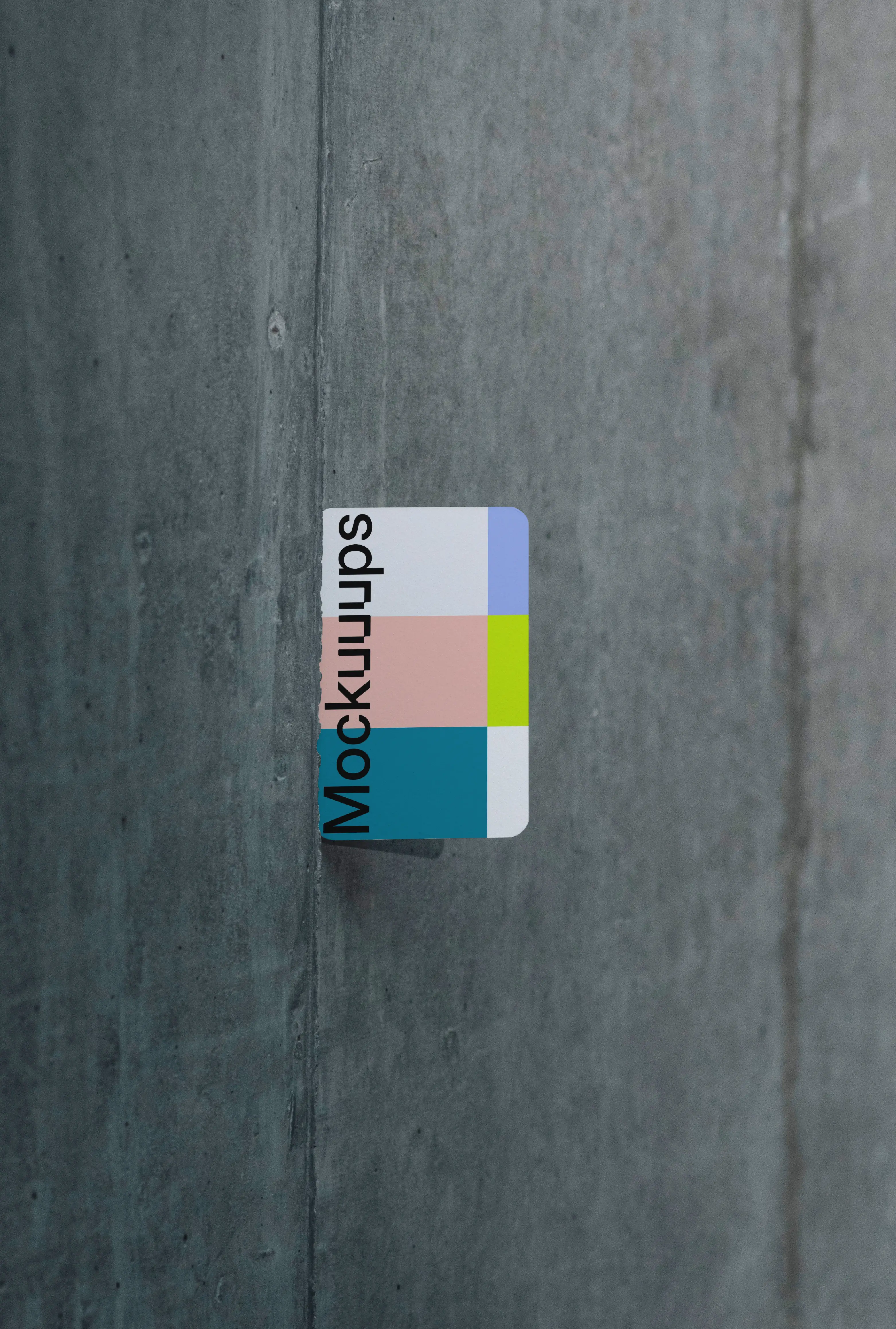 EU business card mockup sticked to the concrete wall