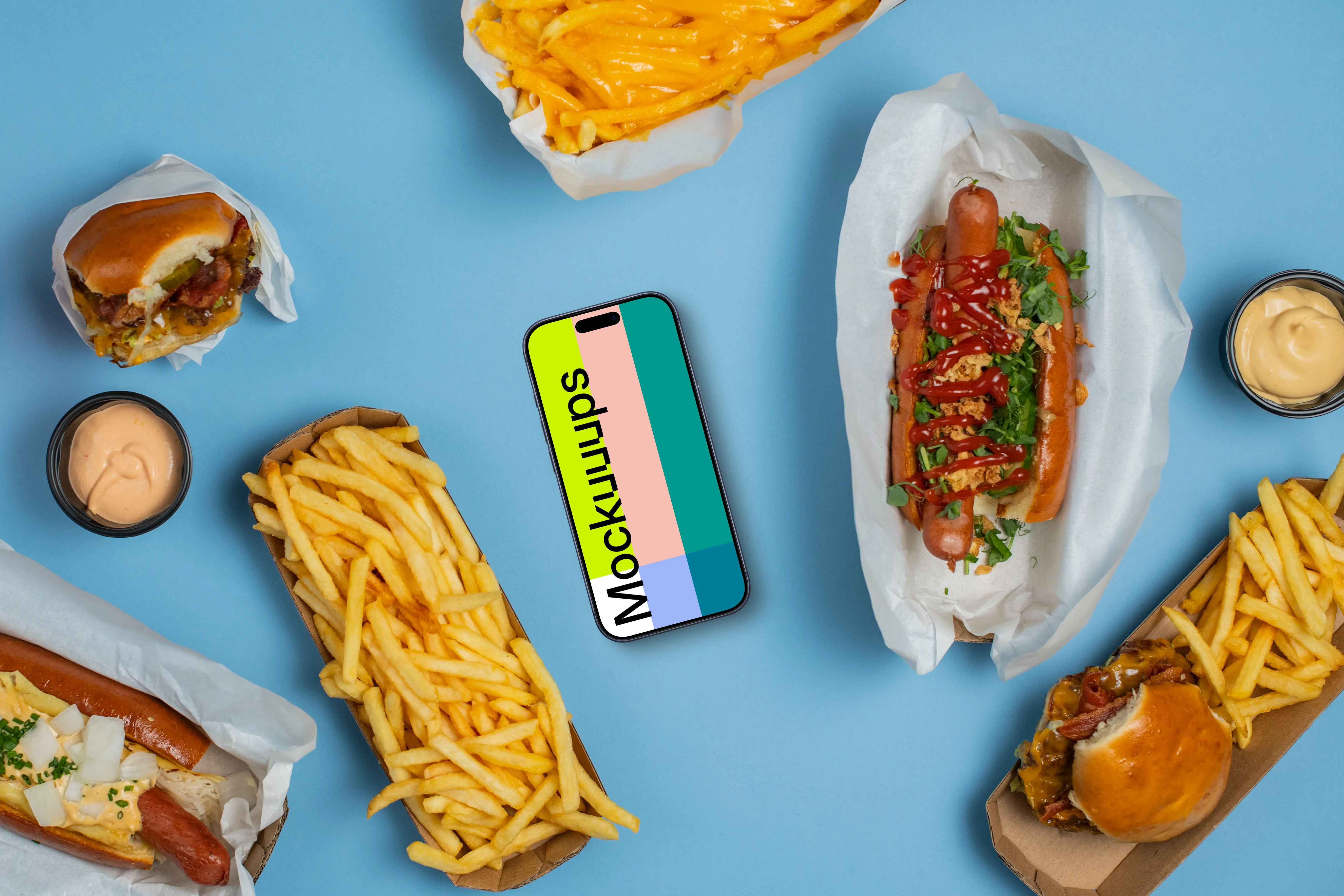 Fast food around Smartphone mockup