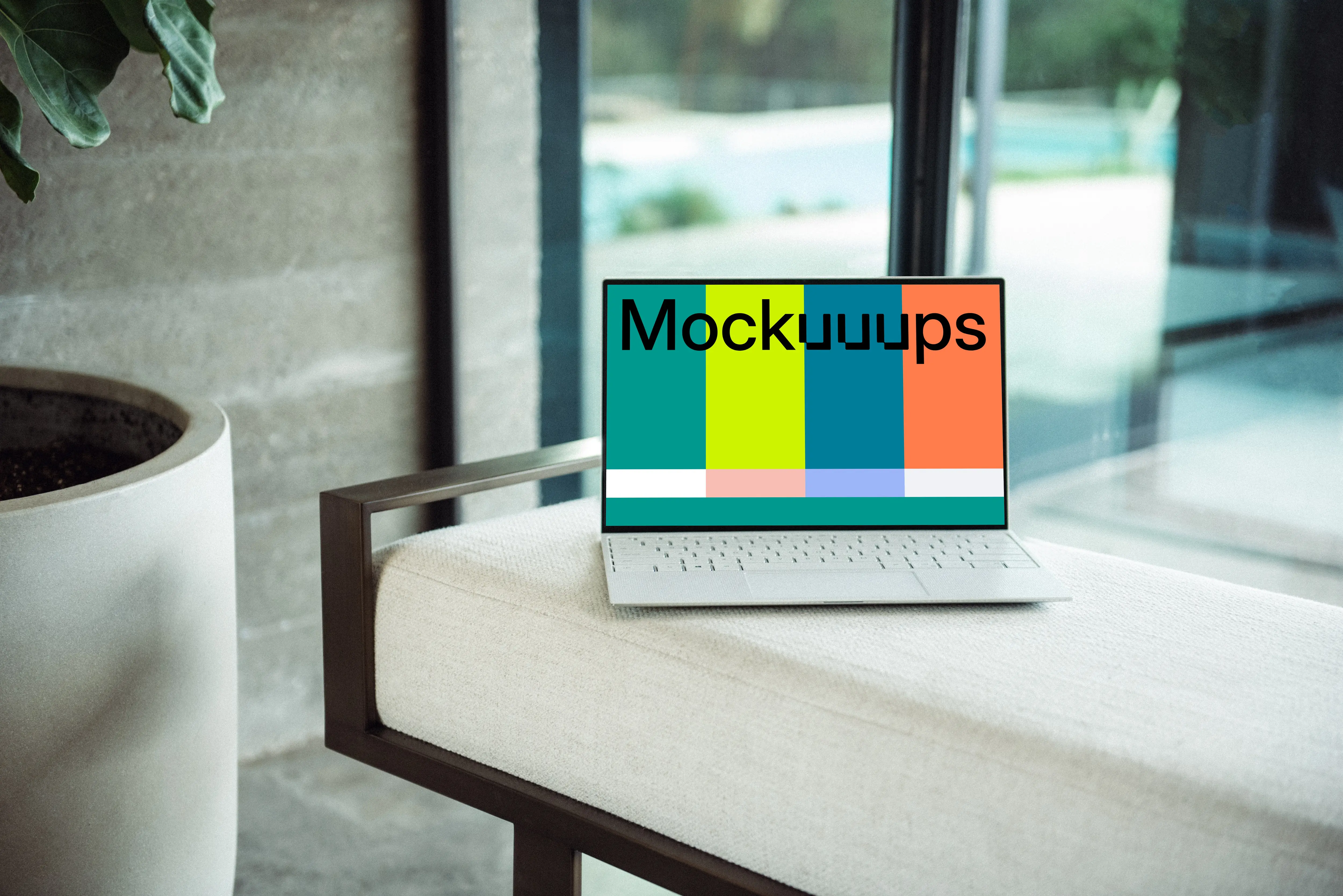 White Dell XPS Mockup in front of window