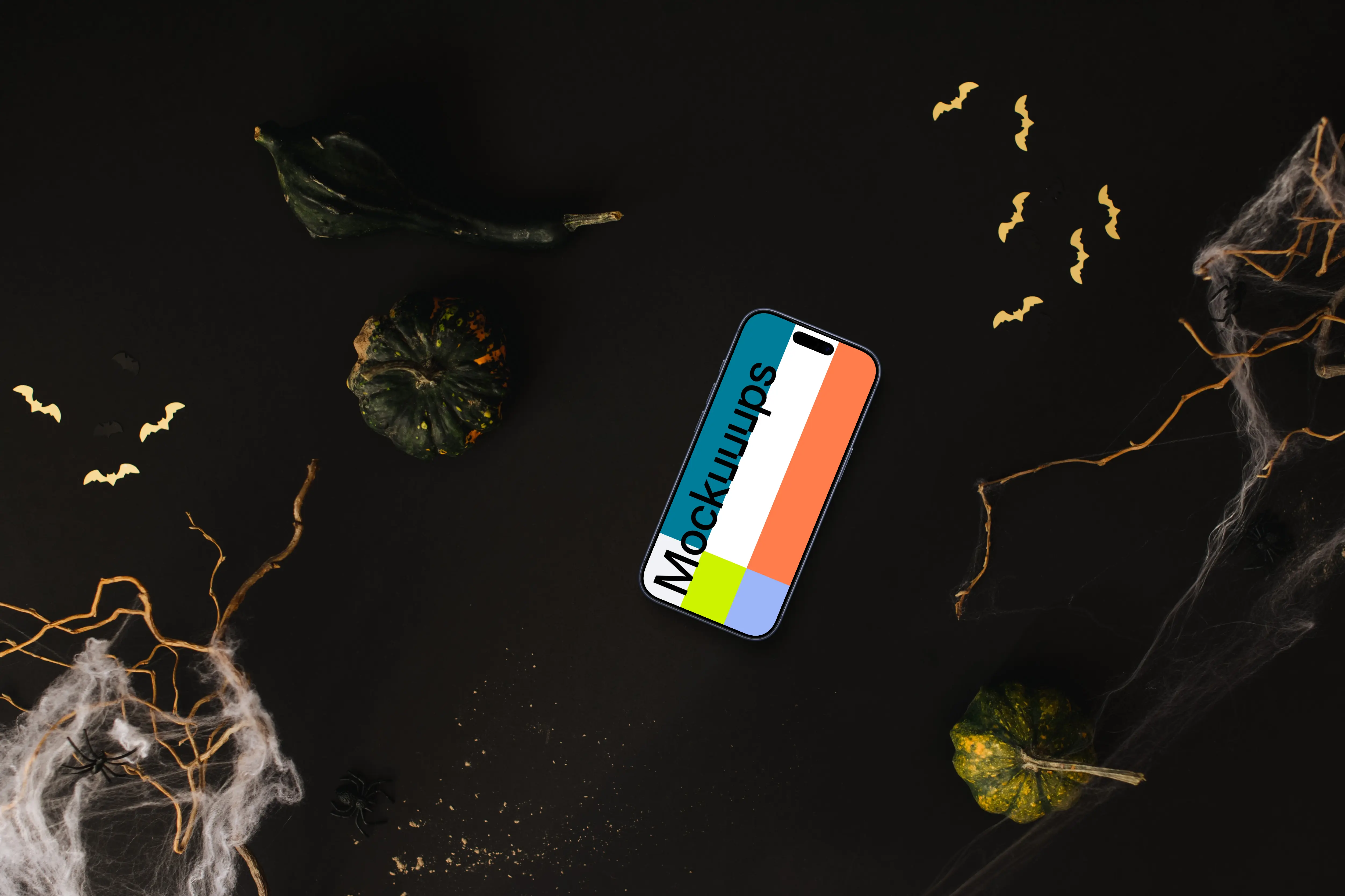 Halloween template with a phone mockup