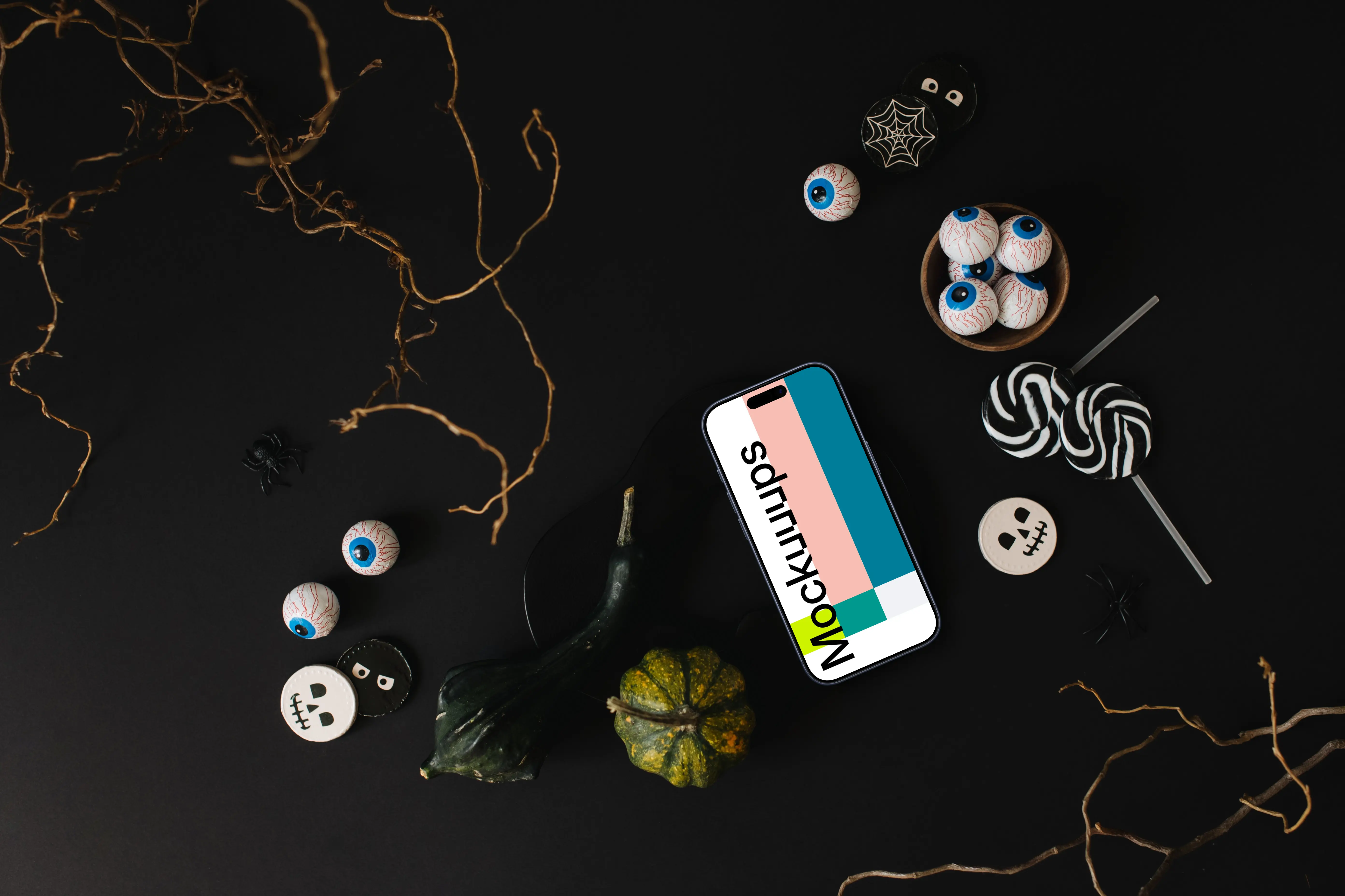 Halloween template with a smartphone mockup