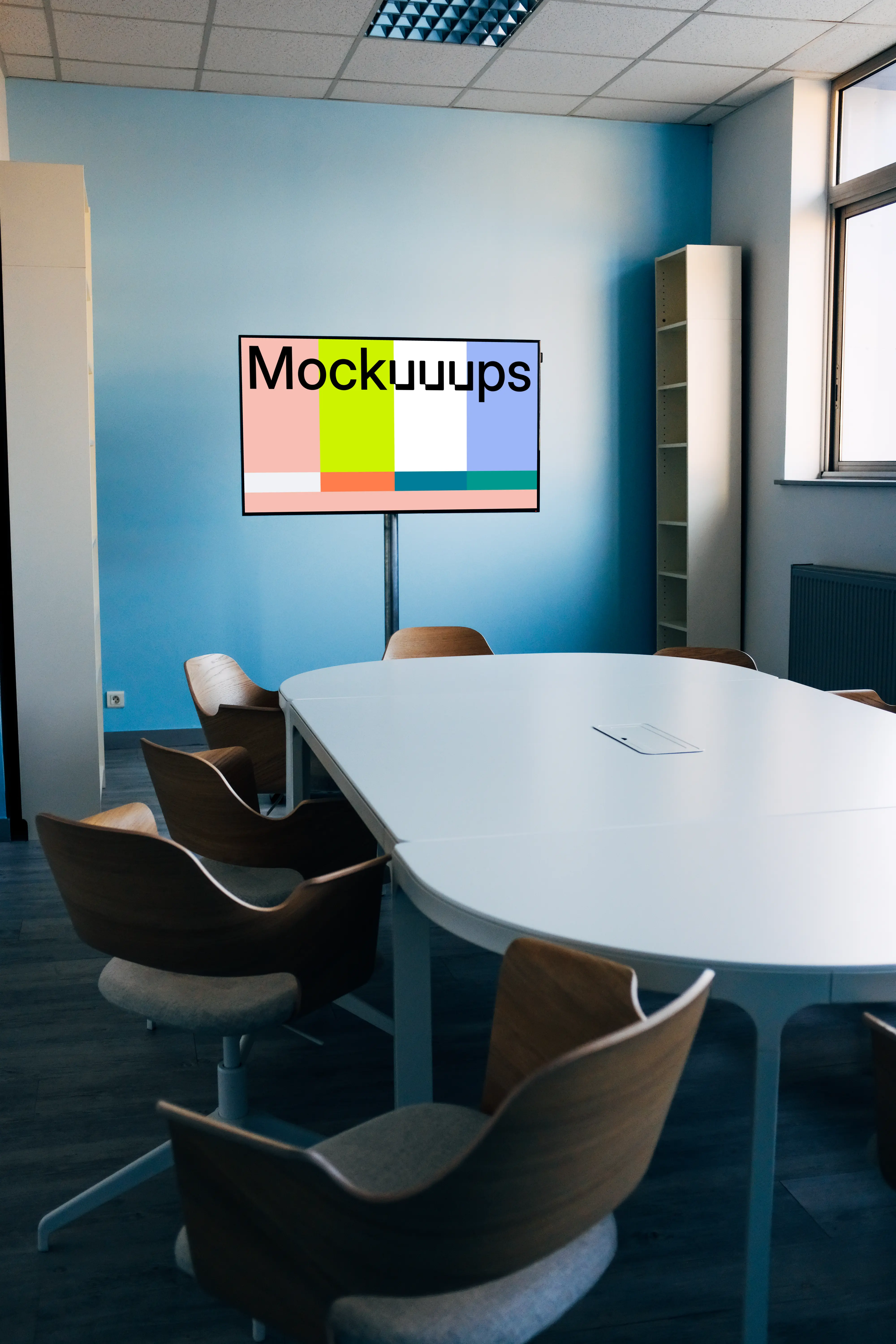 HD TV mockup in a conference room