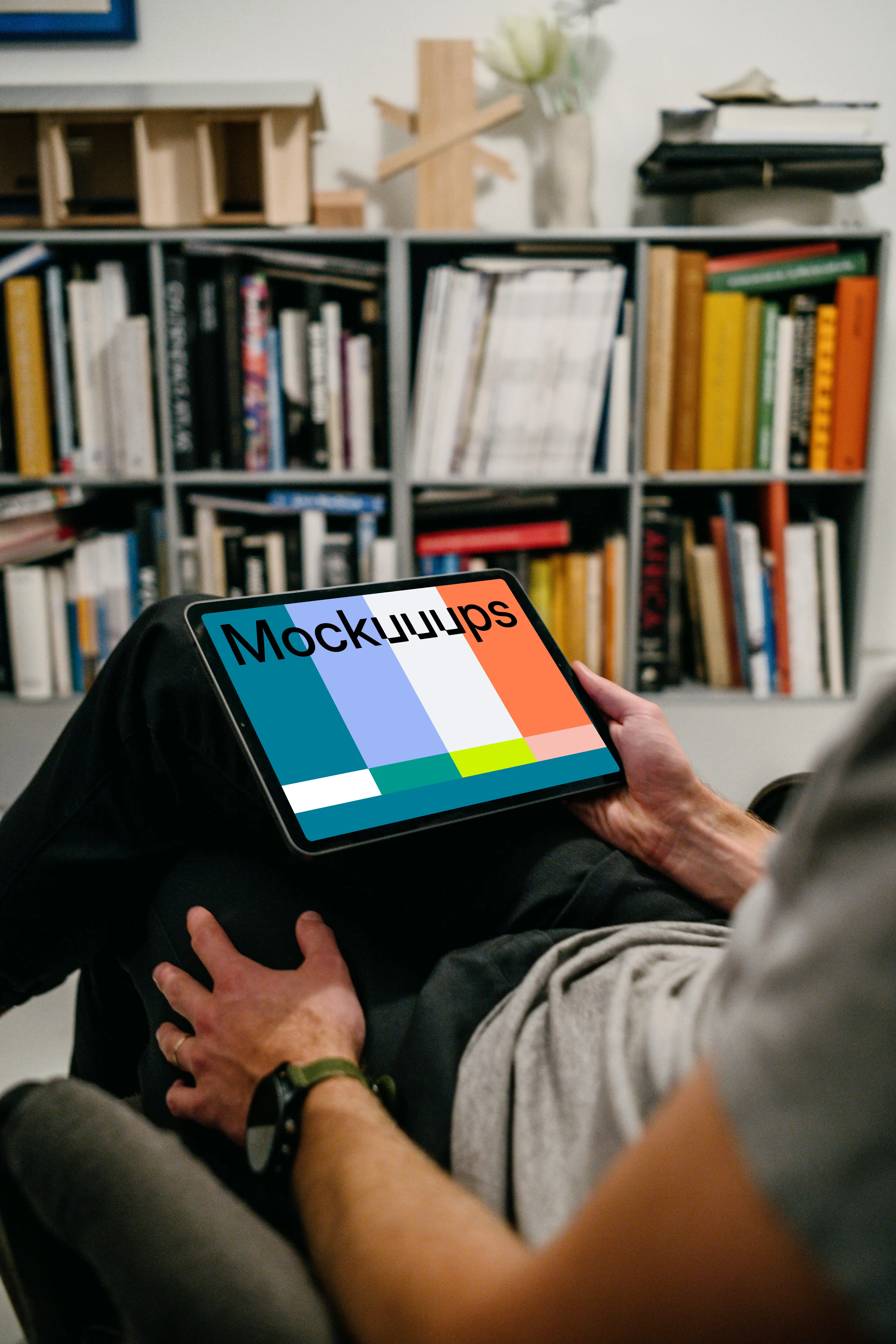 iPad Air mockup on a user’s lap