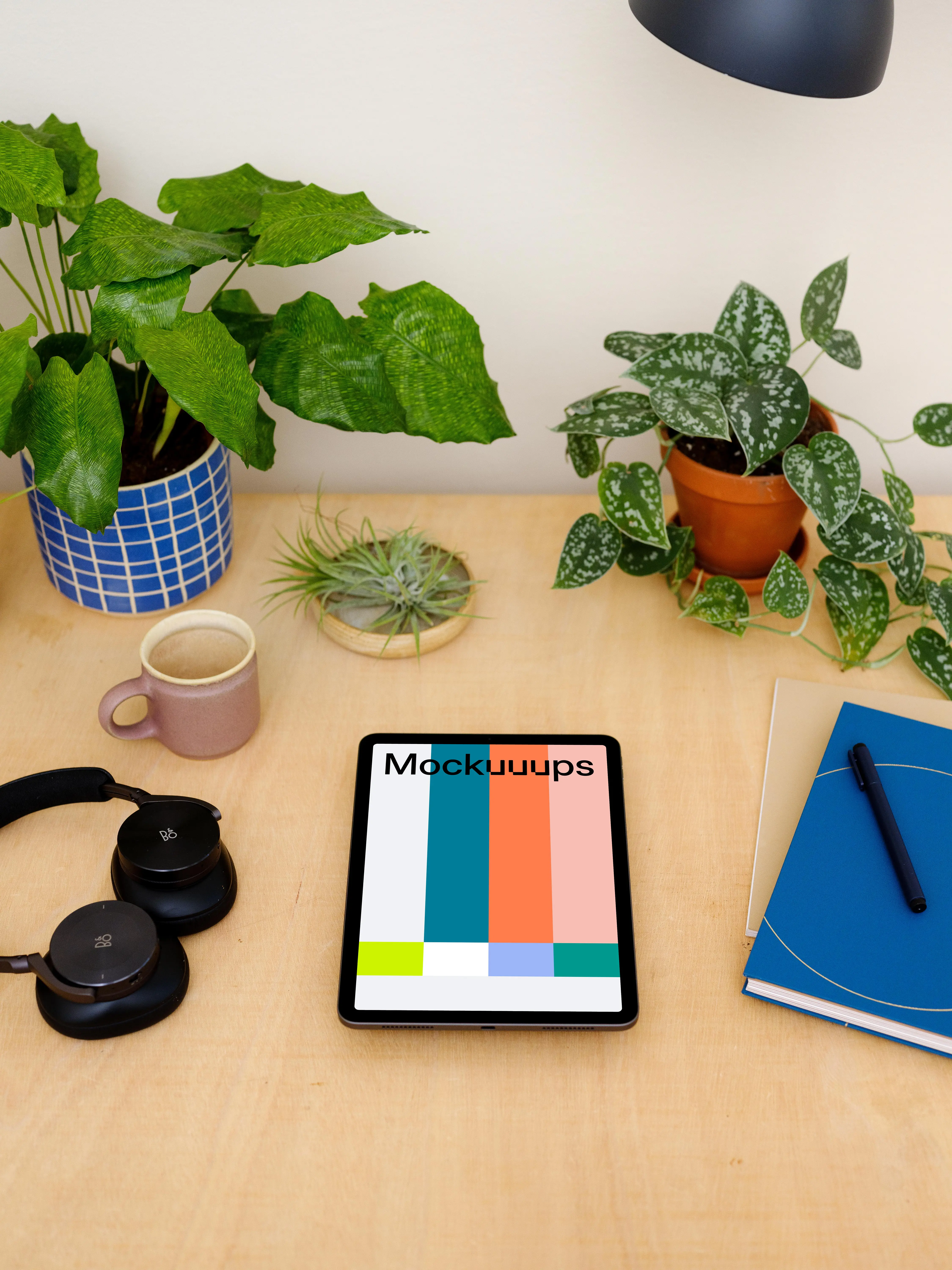  iPad Air mockup with a diary at the side