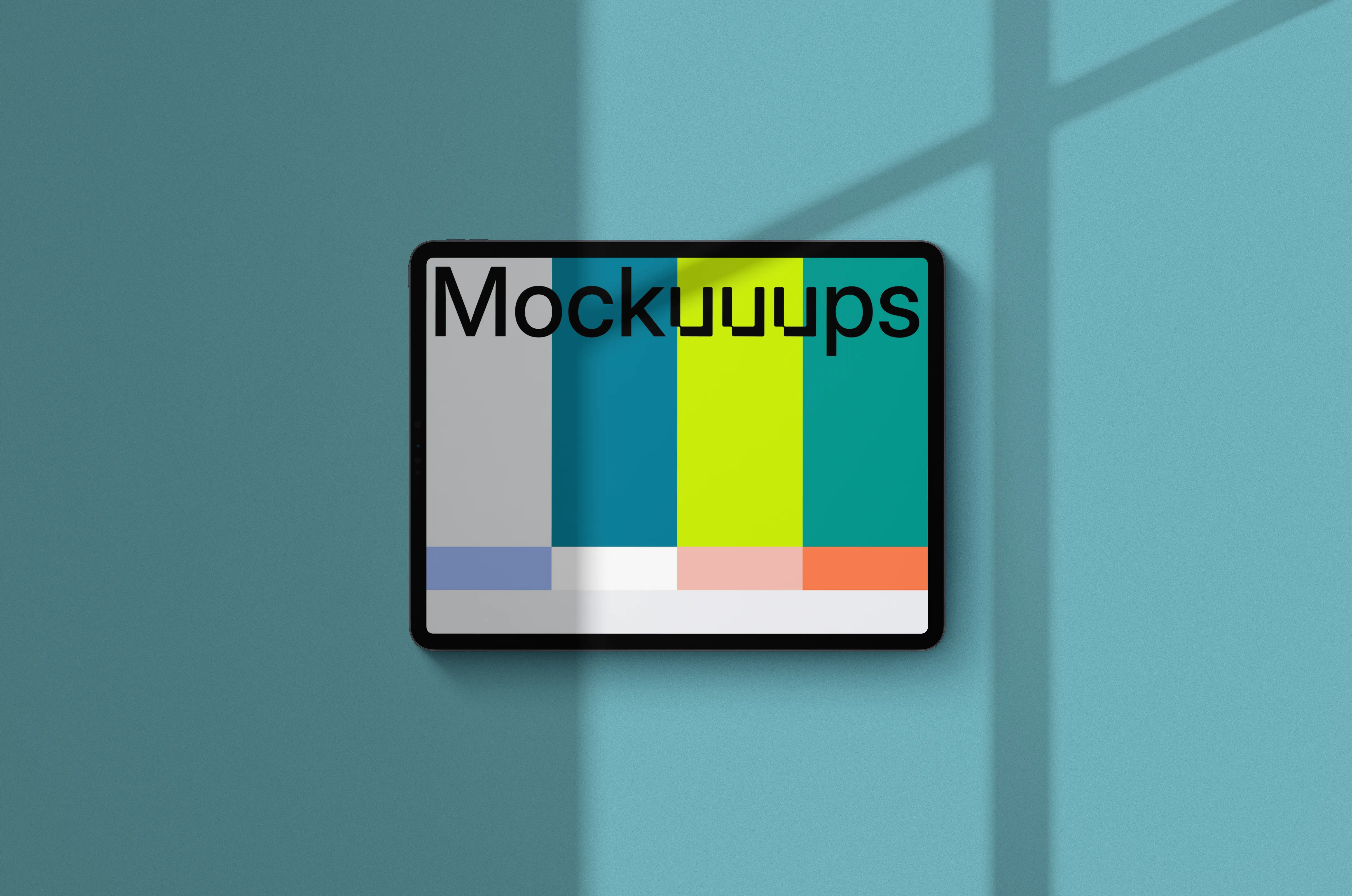 iPad Pro mockup on blue background (Landscape - Shadow 1)