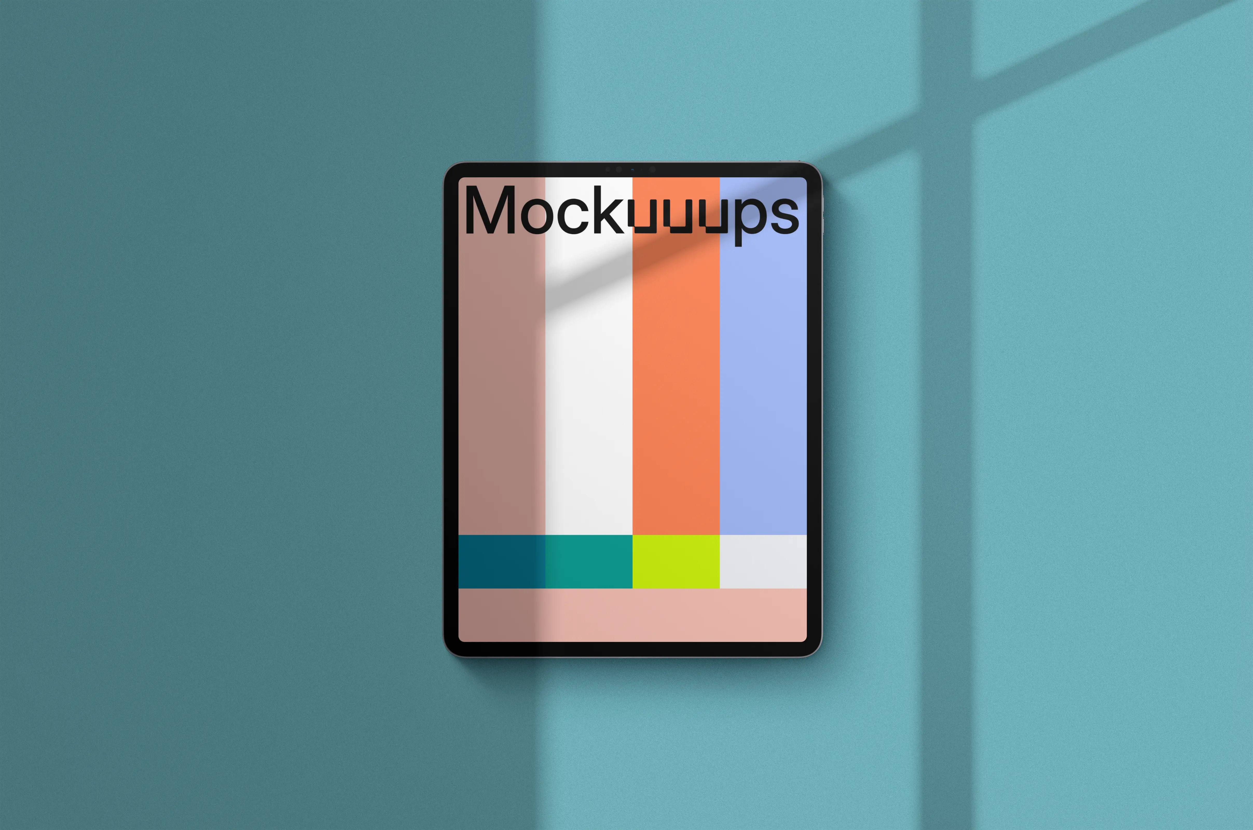 iPad Pro mockup on blue background (Portrait - Shadow 1)