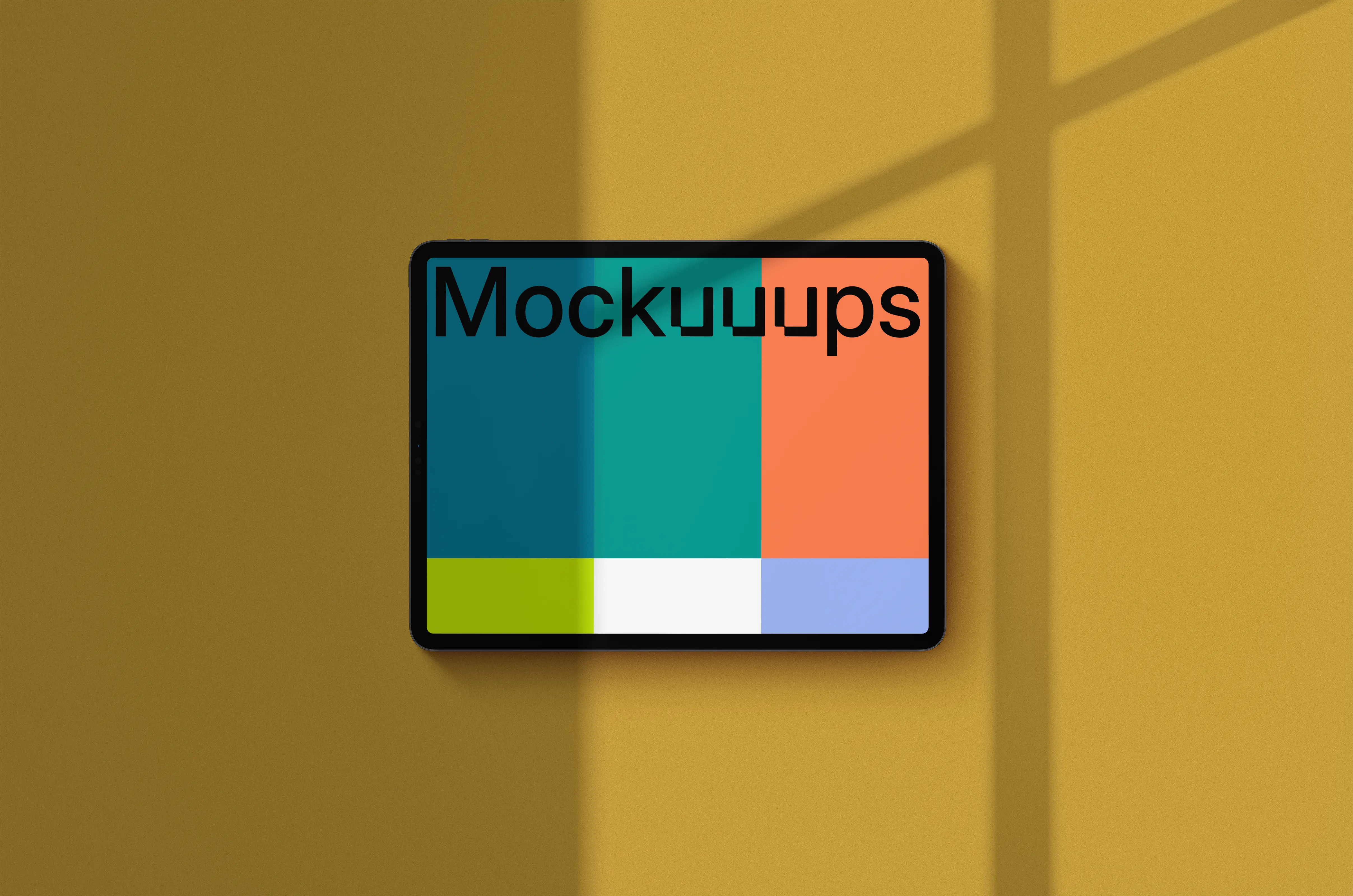 iPad Pro mockup on yellow background (Landscape - Shadow 1)