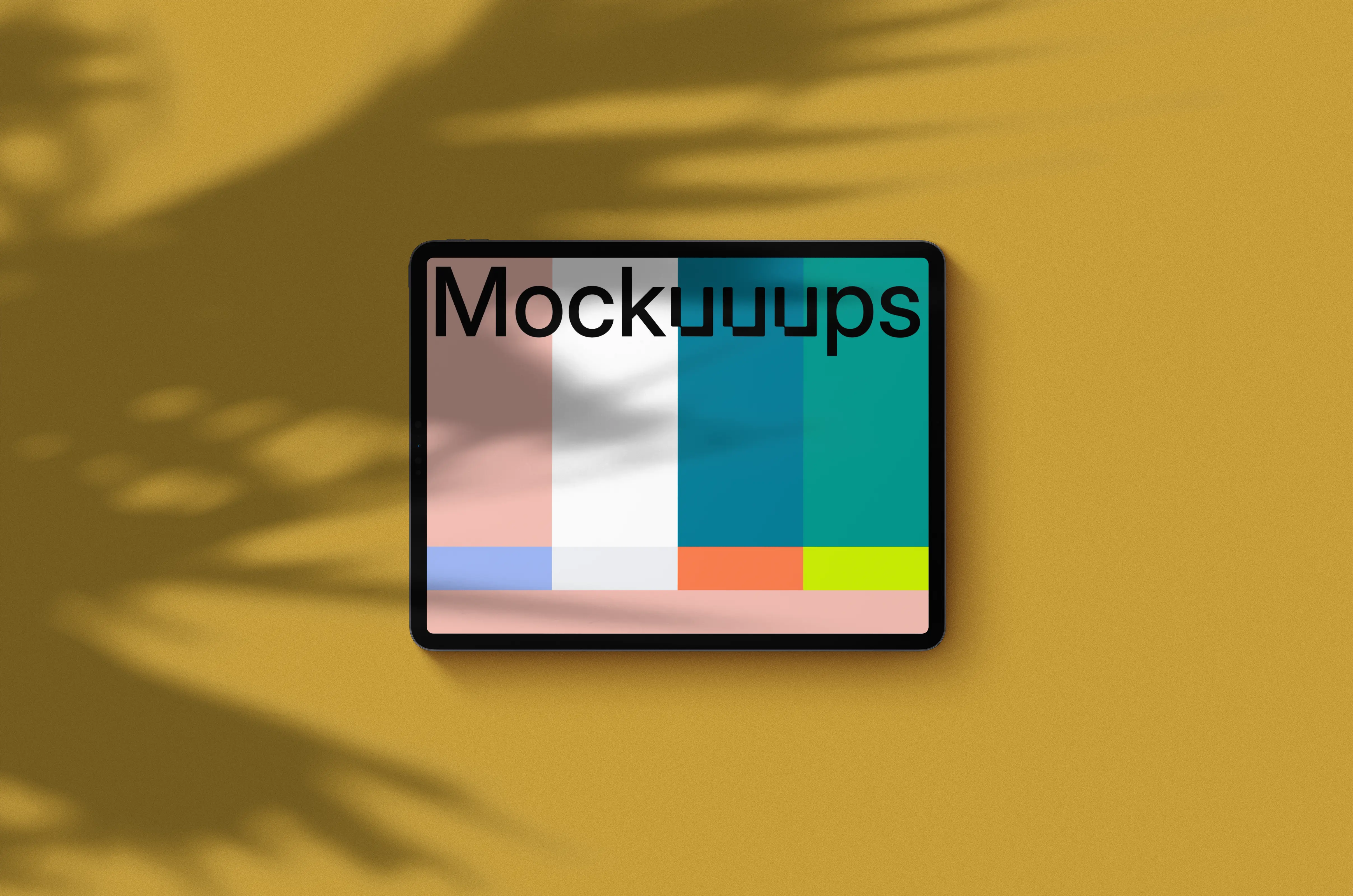 iPad Pro mockup on yellow background (Landscape - Shadow 2)