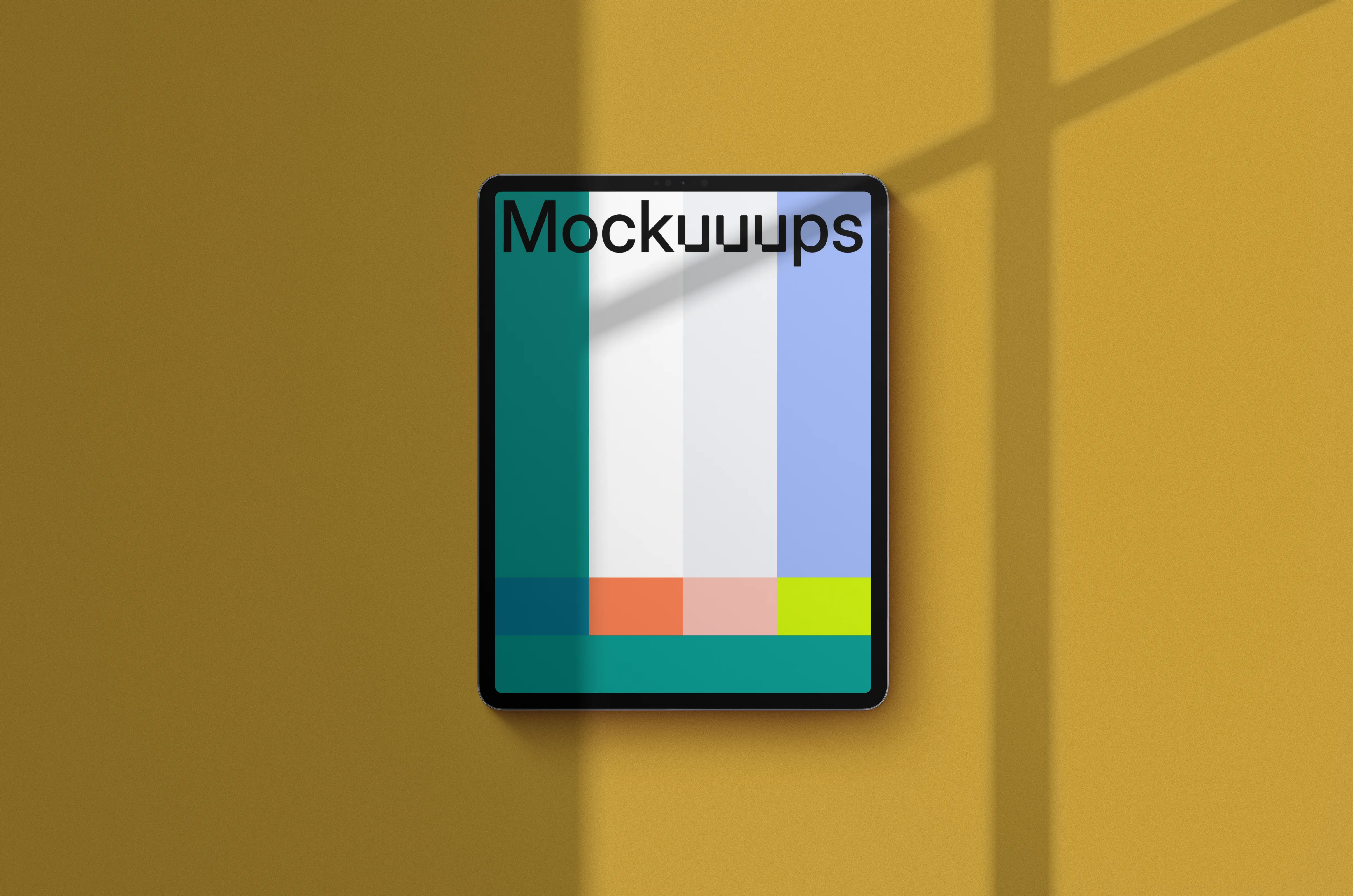 iPad Pro mockup on yellow background (Portrait - Shadow 1)