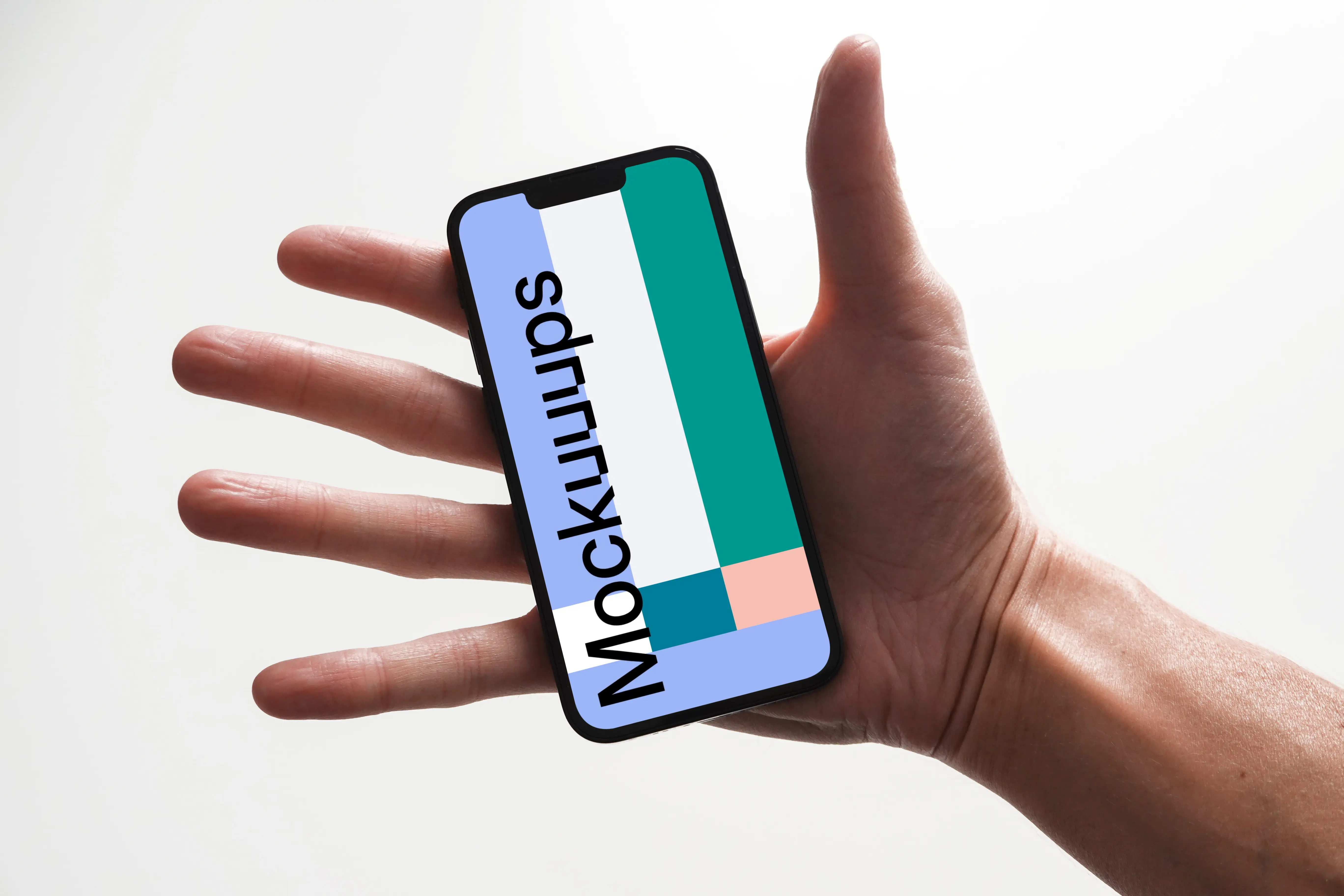 iPhone 13 mockup in a user's palm