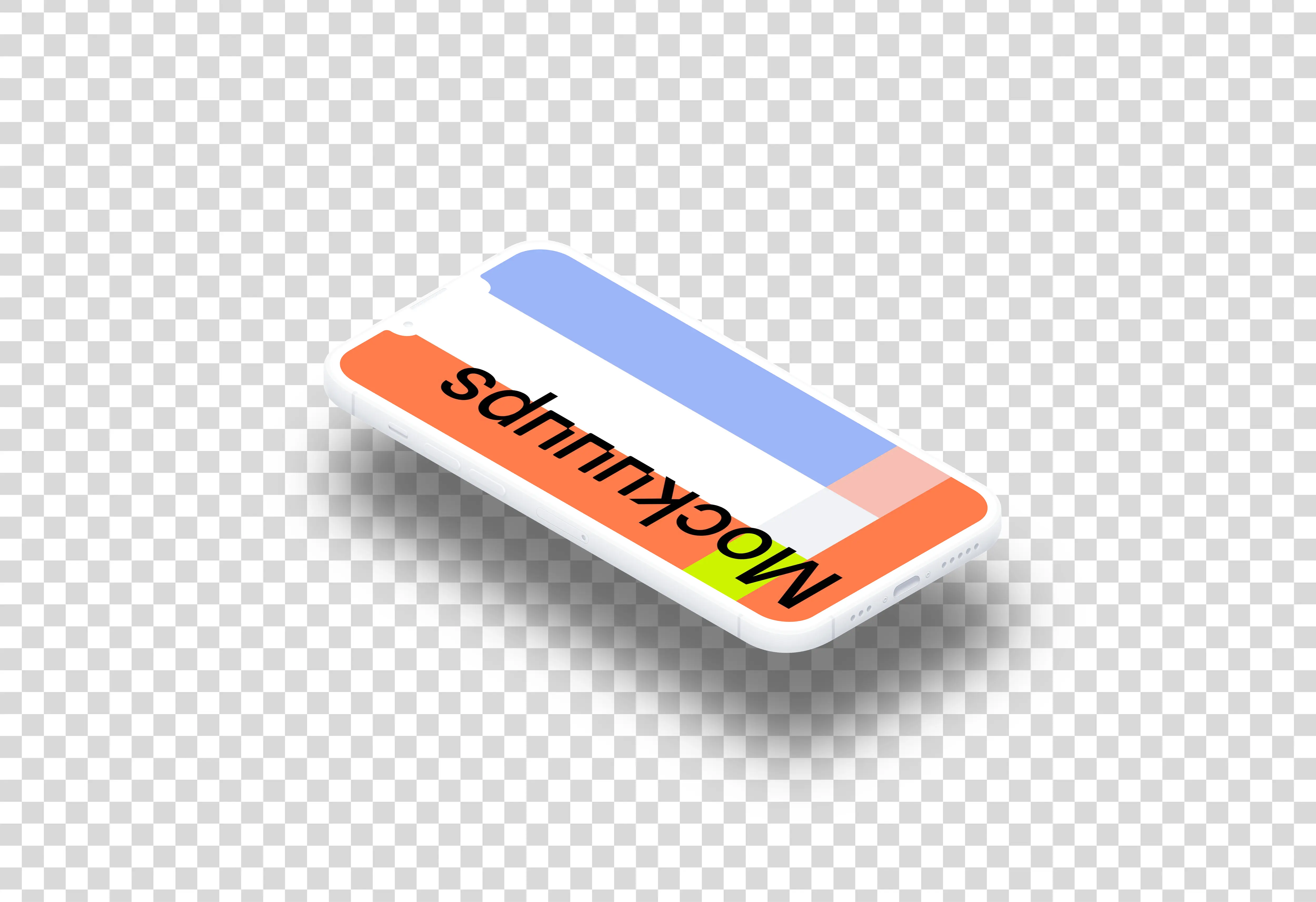 iPhone 13 Pro Clay Mockup (Isometric Floor Left - Floating Shadow)