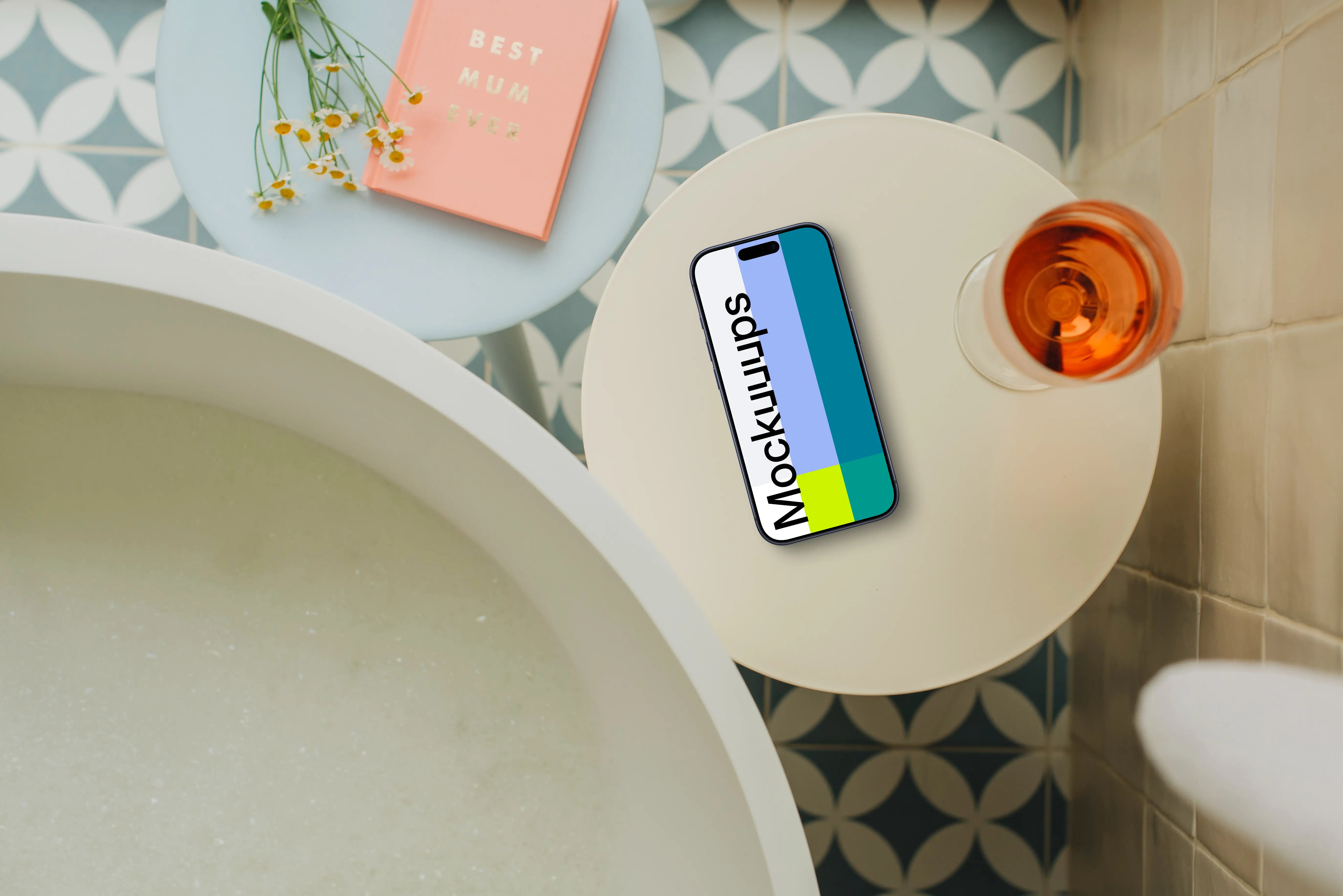 iPhone mockup in Mother’s Day setup