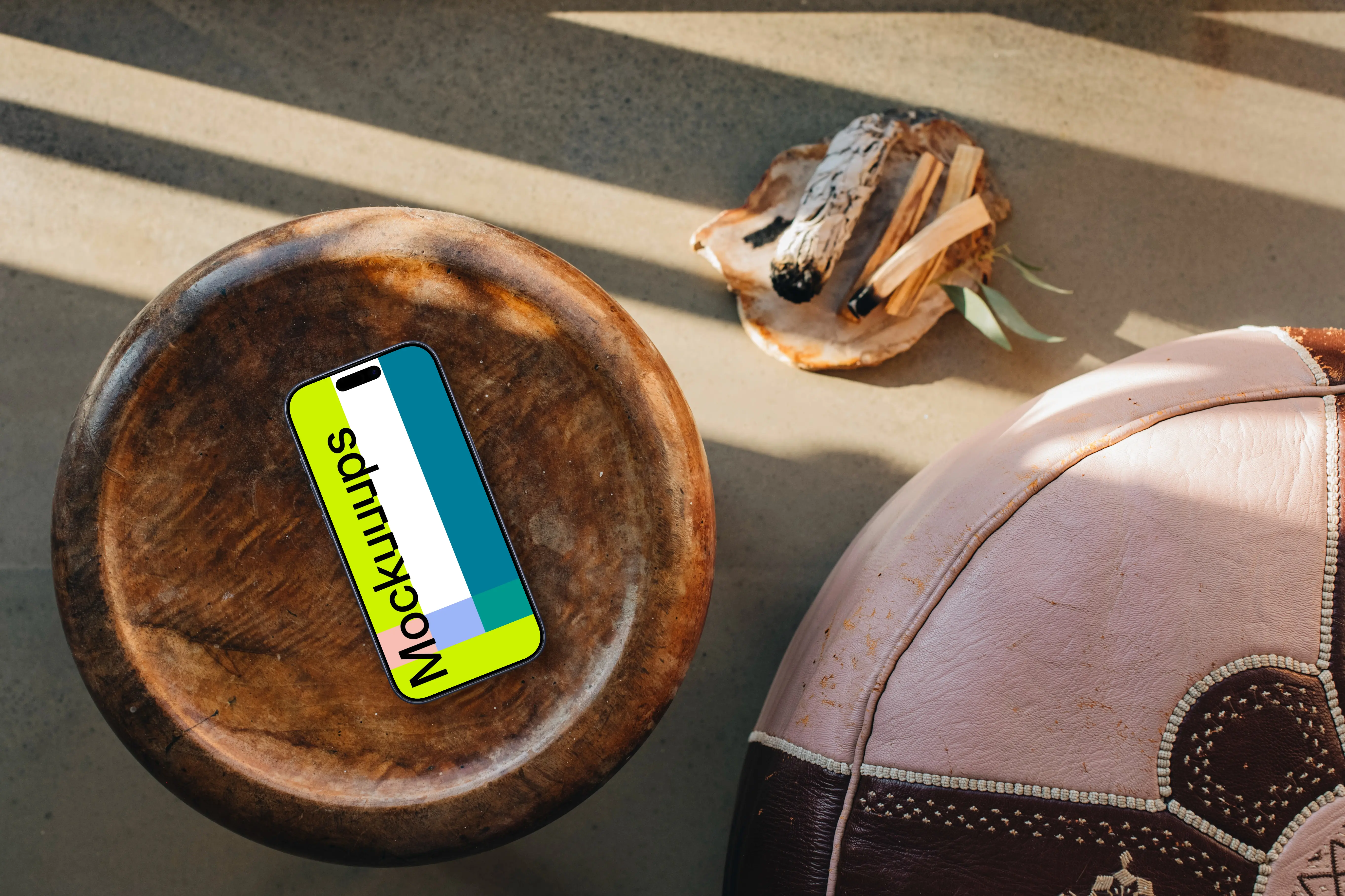 iPhone mockup in relaxation scene